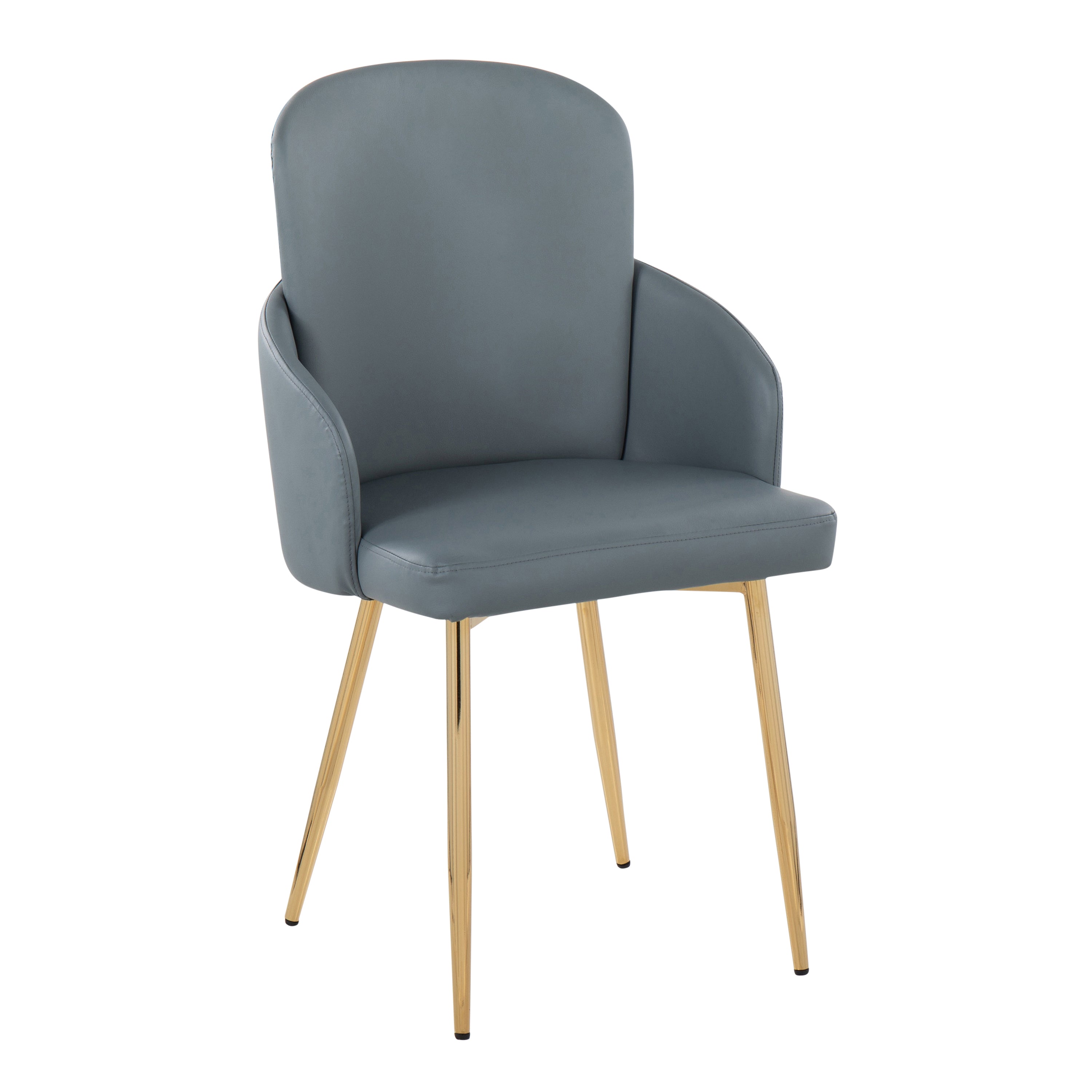LumiSource Dahlia Modern Dining Chairs - Set of 2 Gold Metal Frame with Gray Faux Leather Upholstery & Chrome Accents | Perfect for Contemporary Dining Room, Kitchen Breakfast Nook or Office Conference Table