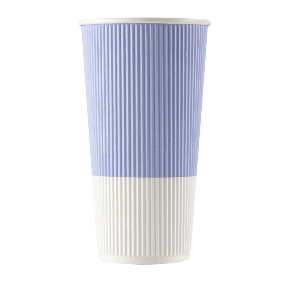 20oz Insulated Double Wall Corrugated Coffee Cups - 250 Pack Light Purple Ripple Paper Cups with Secure Grip | Eco-Friendly Restaurantware | Perfect for Coffee Shops, Cafés & Office Break Rooms