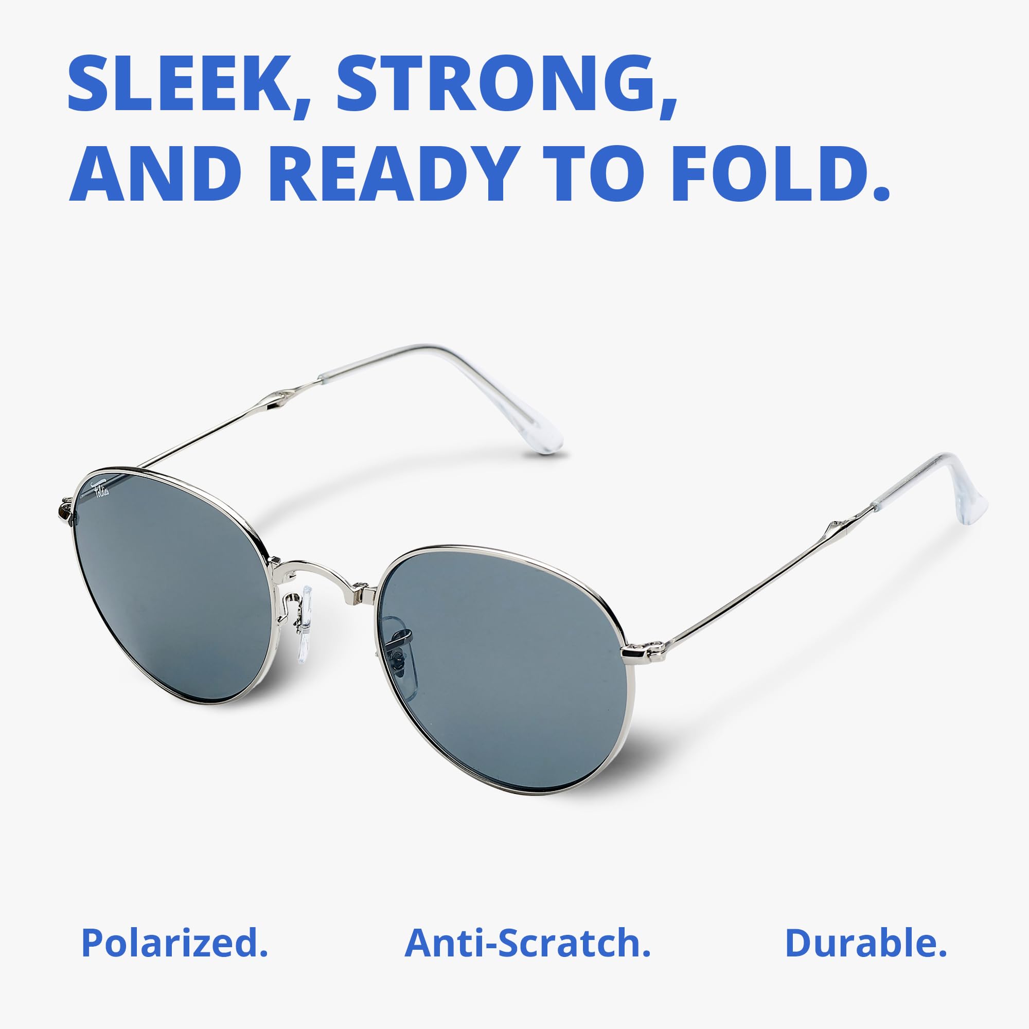 Polarized Round Folding Sunglasses for Men & Women - UV400 Protection Blocks UVA/UVB Rays - Includes Leather Case - Perfect for Travel, Driving & Outdoor Activities