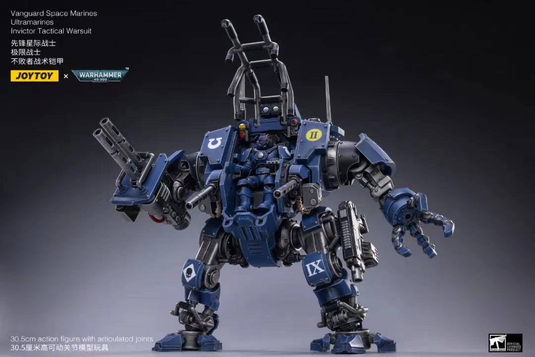 JOYTOY 1/18 Scale Warhammer 40K Vanguard Space Marines Ultramarines Invictor Tactical Warsuit Action Figure - Collectible Model for Display & Wargaming Scenes