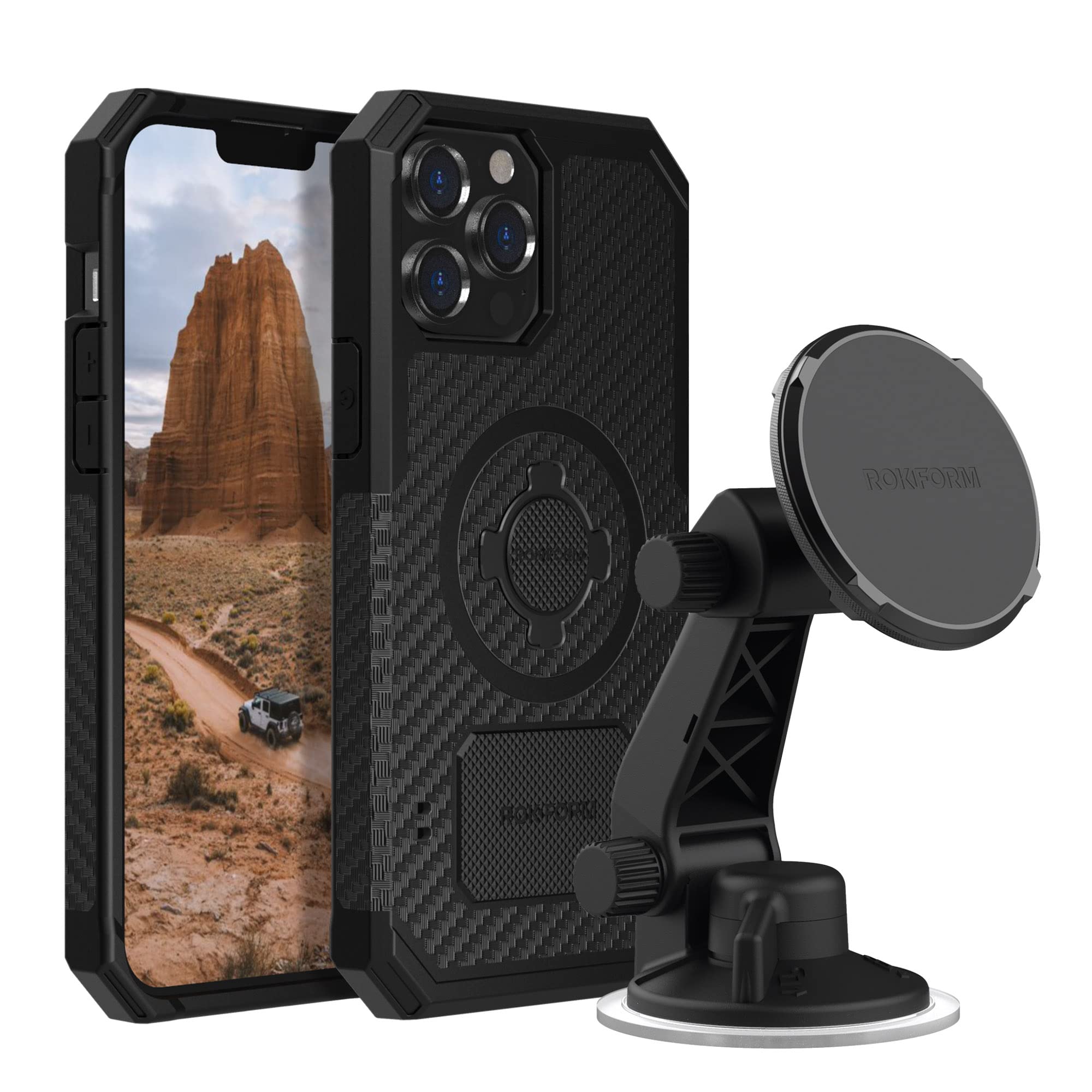 Rokform Rugged Case for iPhone 13 Pro Max with Magnetic Windshield Mount - Shockproof Protective Phone Cover for Car, Bike & Outdoor Adventures