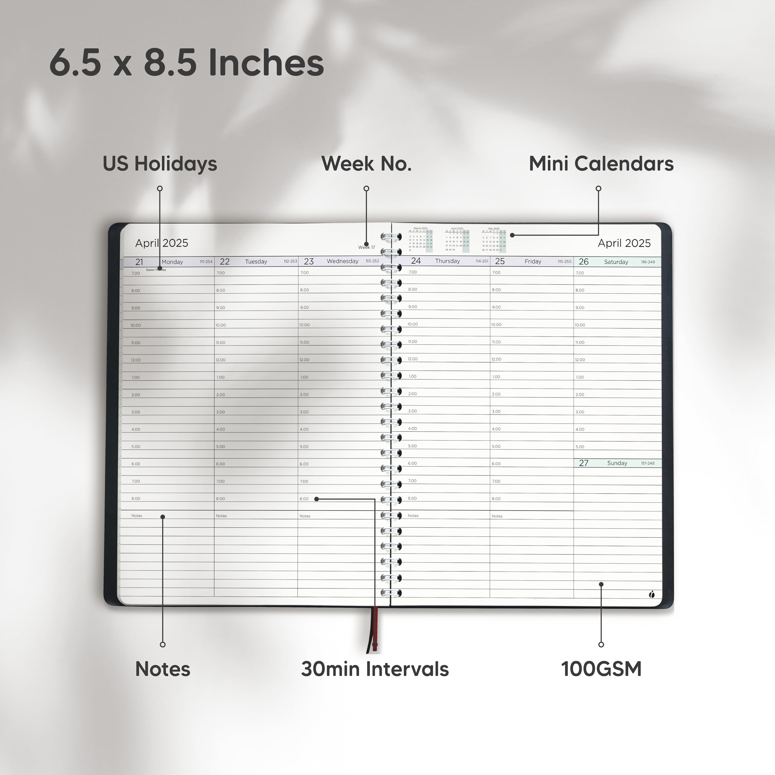 2025 Weekly & Monthly Planner - Hourly Appointment Book with Softcover & Twin-Wire Binding - Teacher & Productivity Planner (6.5