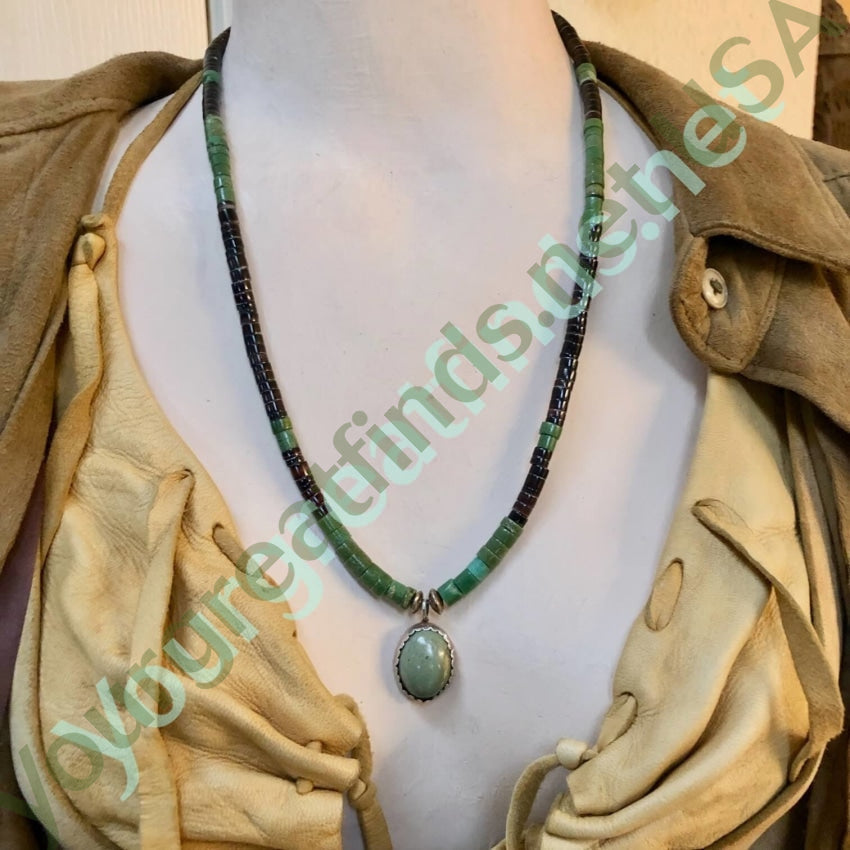 Vintage Brown Heishi Mint Green Turquoise Beaded Necklace for Women - Boho Chic Handmade Jewelry - Perfect for Festivals, Beach Parties & Everyday Wear