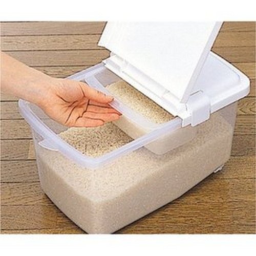 Premium Japanese Rice Storage Containers - Set of 2 Clear Plastic Airtight Food Canisters with Lids for Dry Food, Pet Treats & Pantry Organization (11 lbs Capacity) - Ideal for Kitchen, Dog Food, Cat Food & Bulk Food Storage