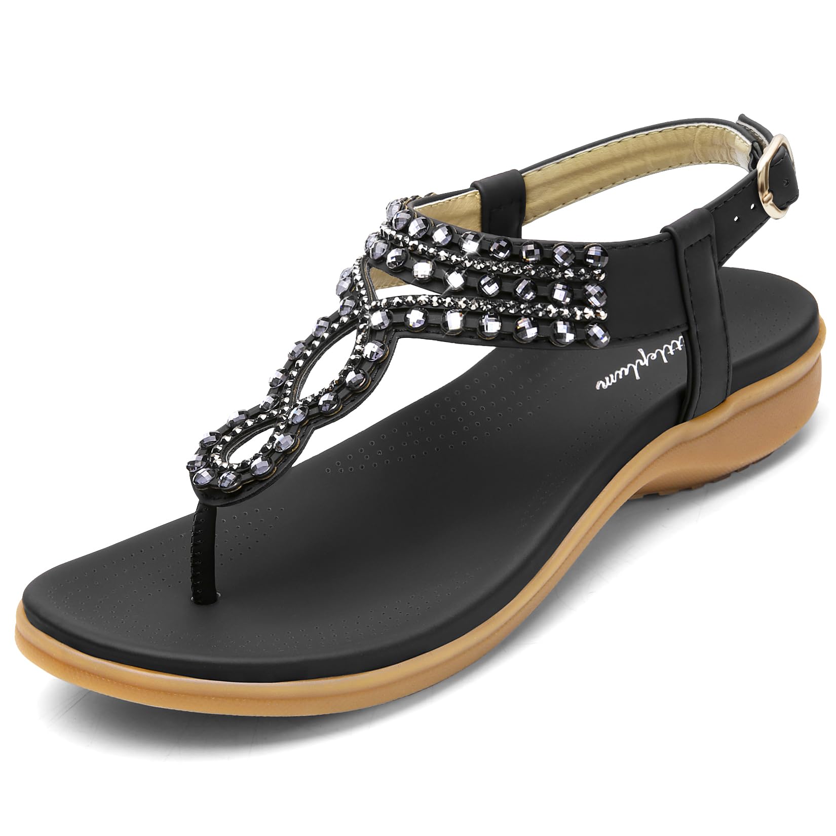Littleplum Women's Comfort Arch Support Sandals - Summer Walking Shoes with Ankle Elastic Strap | Casual Flip Flops for Beach, Travel & Everyday Wear