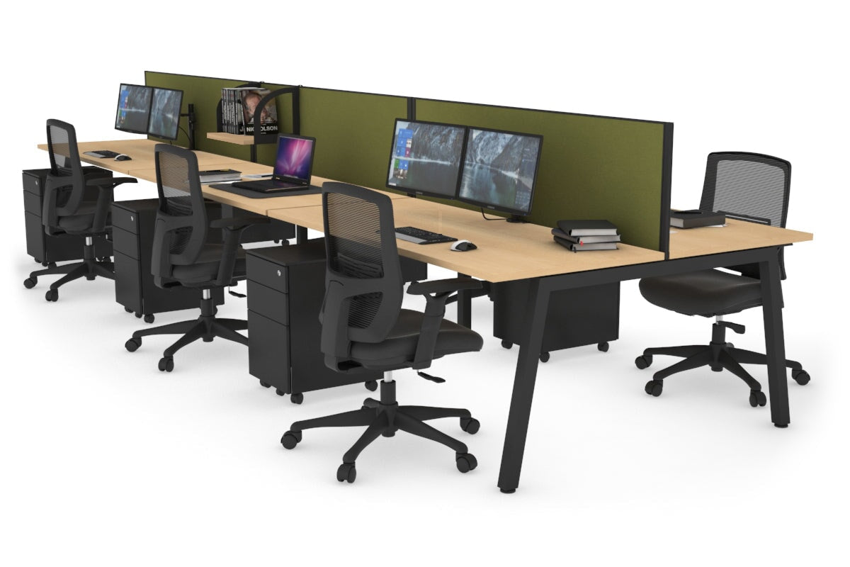 Quadro 6-Person Office Workstation Desk - 1600L x 700W Dimensions - Perfect for Team Collaboration, Conference Rooms & Open Office Spaces