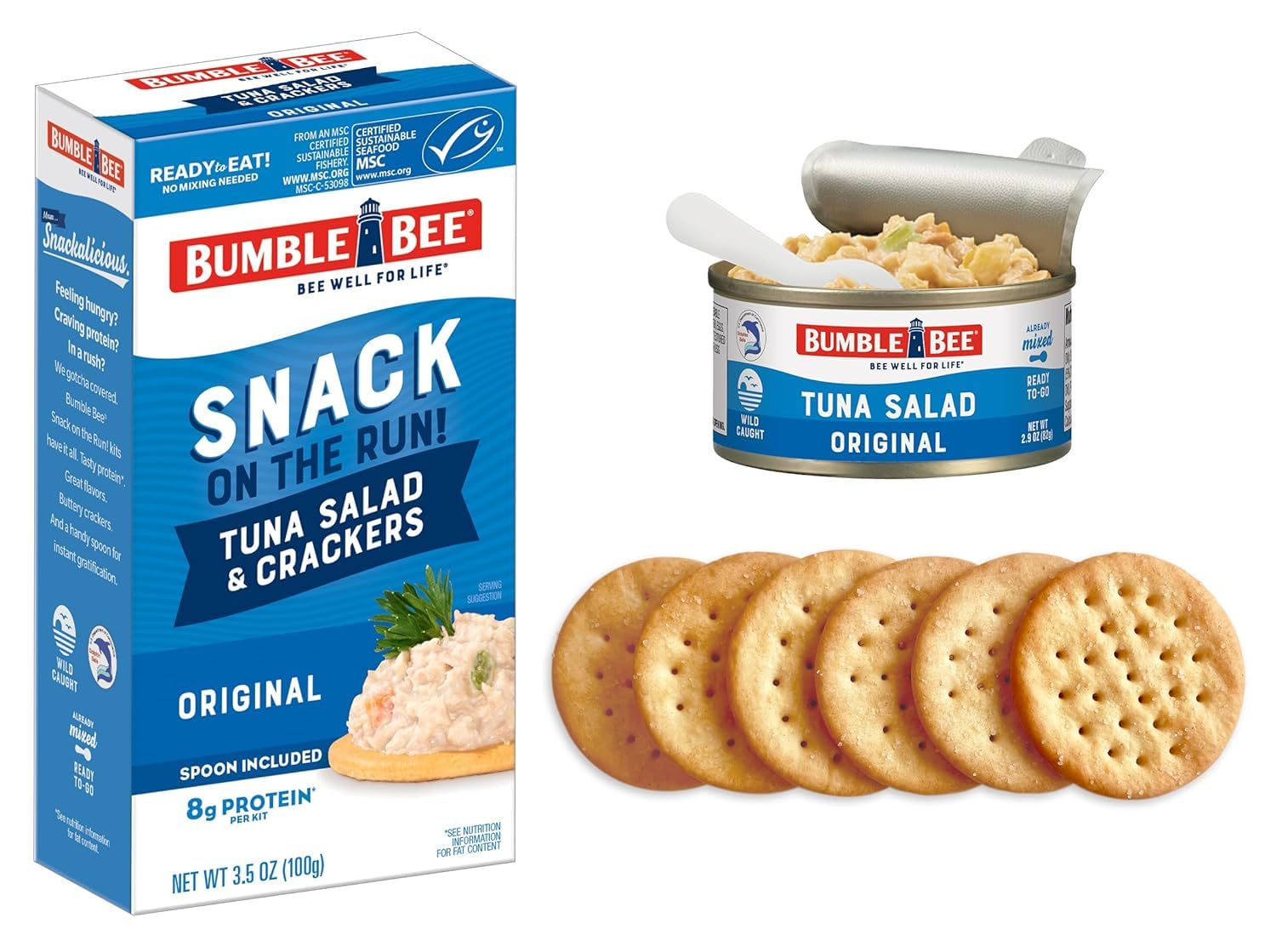 Bumble Bee Tuna Salad Kit with Crackers, 3.5oz (12 Pack) - Ready to Eat Protein Snack for On-the-Go