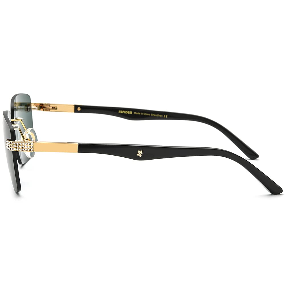 100% Real Buffalo Horn Handmade Square Rimless Sunglasses for Women - Luxury Diamond-Studded Fashion Sunglasses | Perfect for Beach, Driving & Outdoor Activities