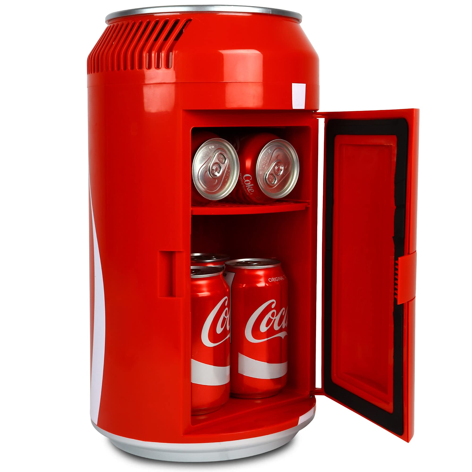 Koolatron Coca-Cola Portable 8 Can Mini Fridge - 5.4L/5.7Qt Thermoelectric Cooler for Home, Office, Car & Travel - Keeps Beer, Beverages, Snacks, Skincare & Medication Fresh - 12V DC/110V AC Power - Perfect for Road Trips, Camping & Dorm Rooms (Red CC06)