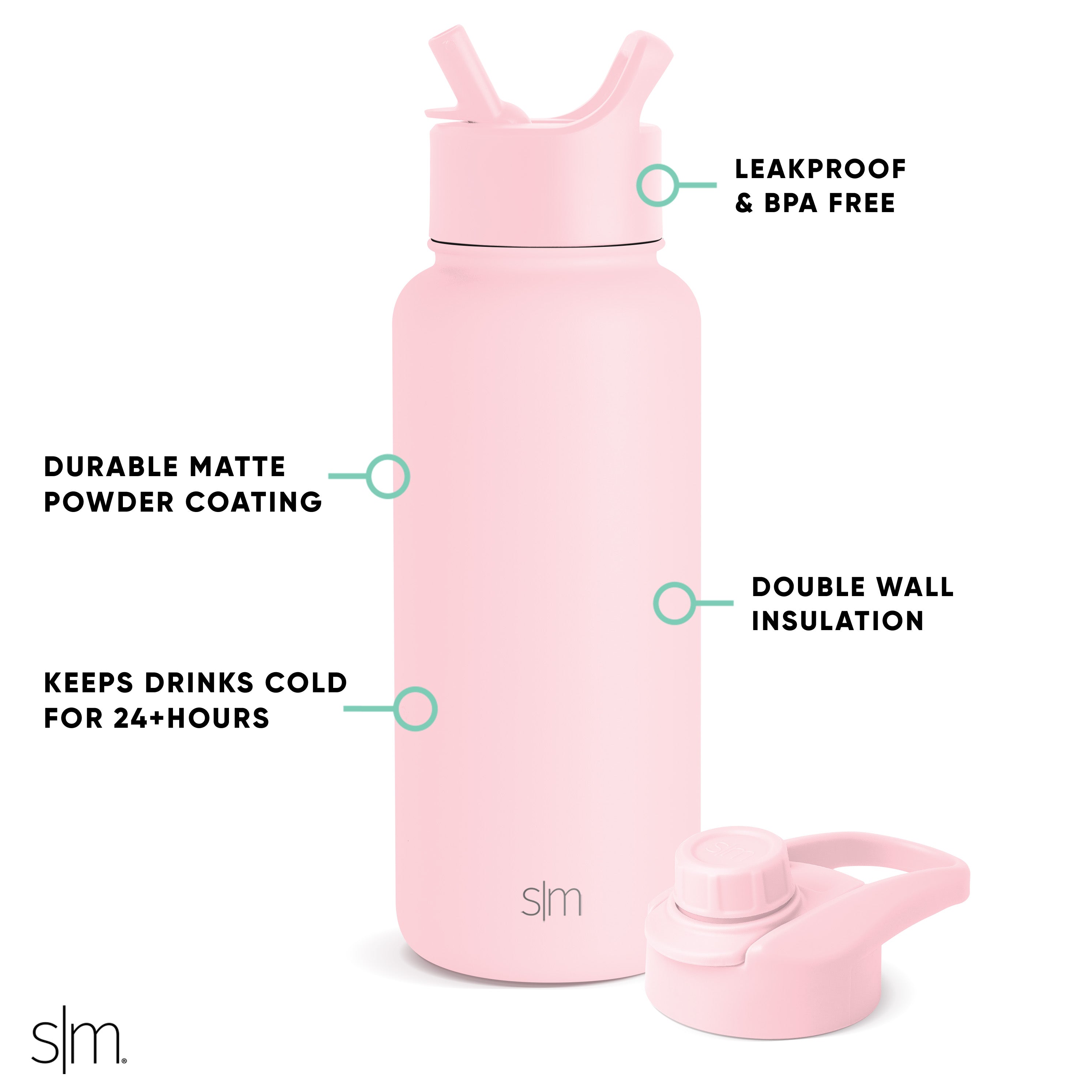 Summit Insulated Water Bottle with Straw & Chug Lid - 32oz Leakproof Stainless Steel Vacuum Flask for Hiking, Gym & Outdoor Activities