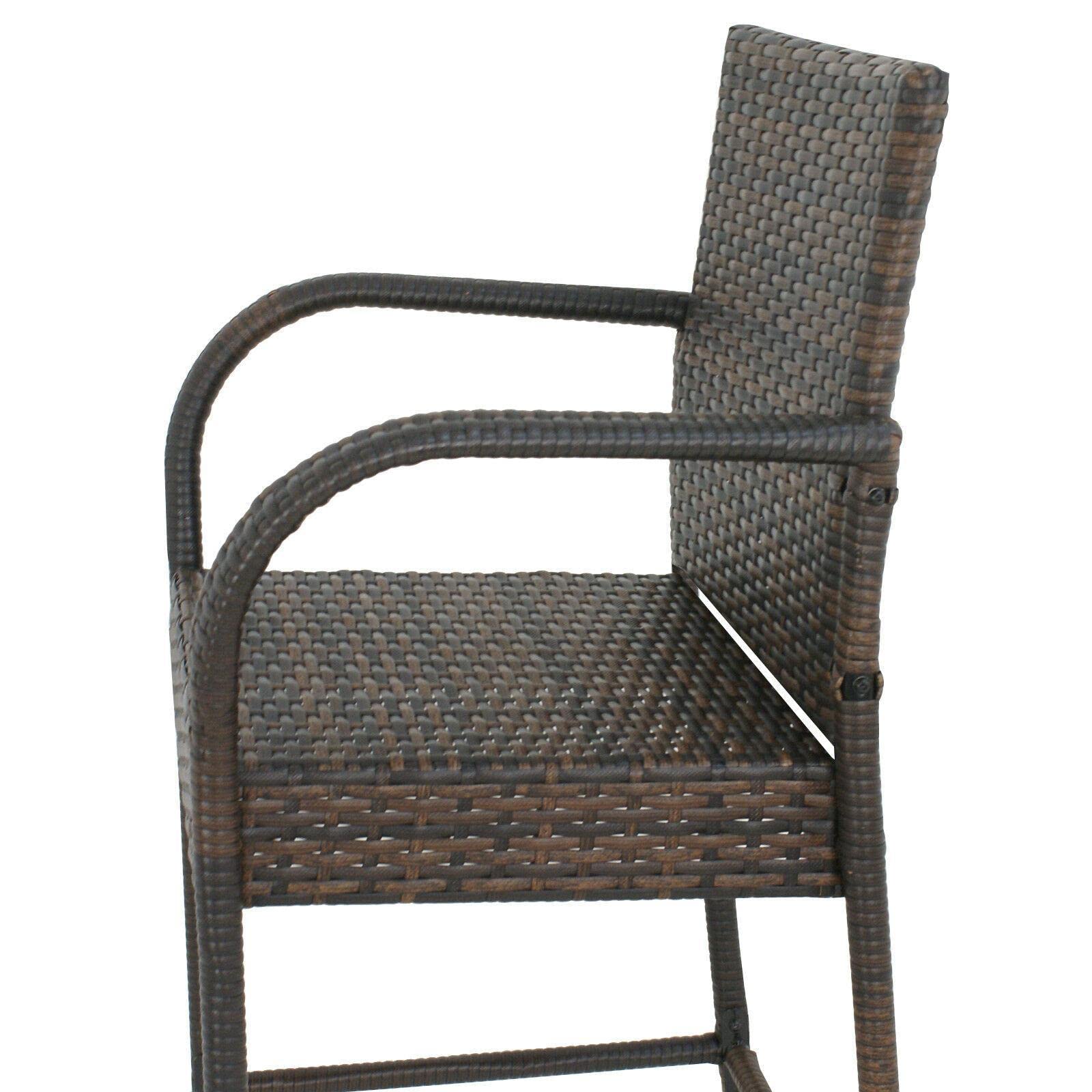Set of 4 Brown Wicker Bar Stools for Indoor & Outdoor Use - Patio, Backyard, Kitchen Counter & Bar Furniture - Perfect for Entertaining, Dining & Relaxing
