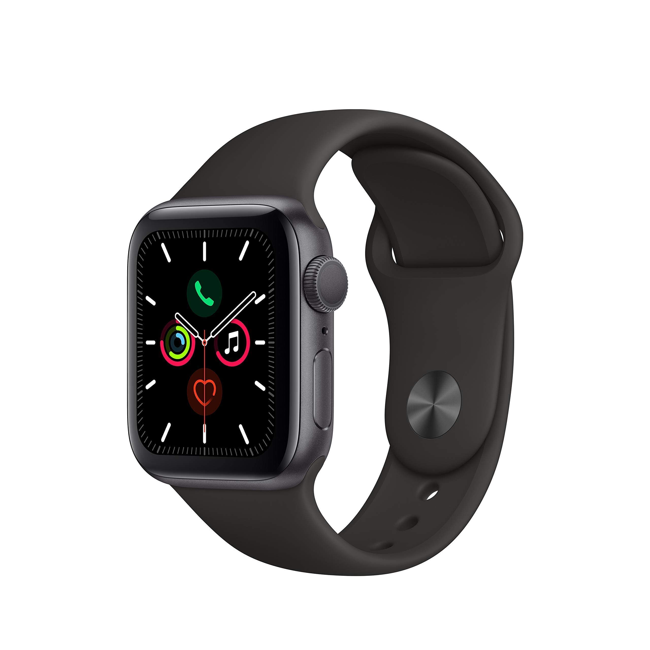 Refurbished Apple Watch Series 5 GPS 40mm - Space Gray Aluminum Case with Black Sport Band | Smart Fitness Tracker for Running, Swimming & Daily Activity Tracking