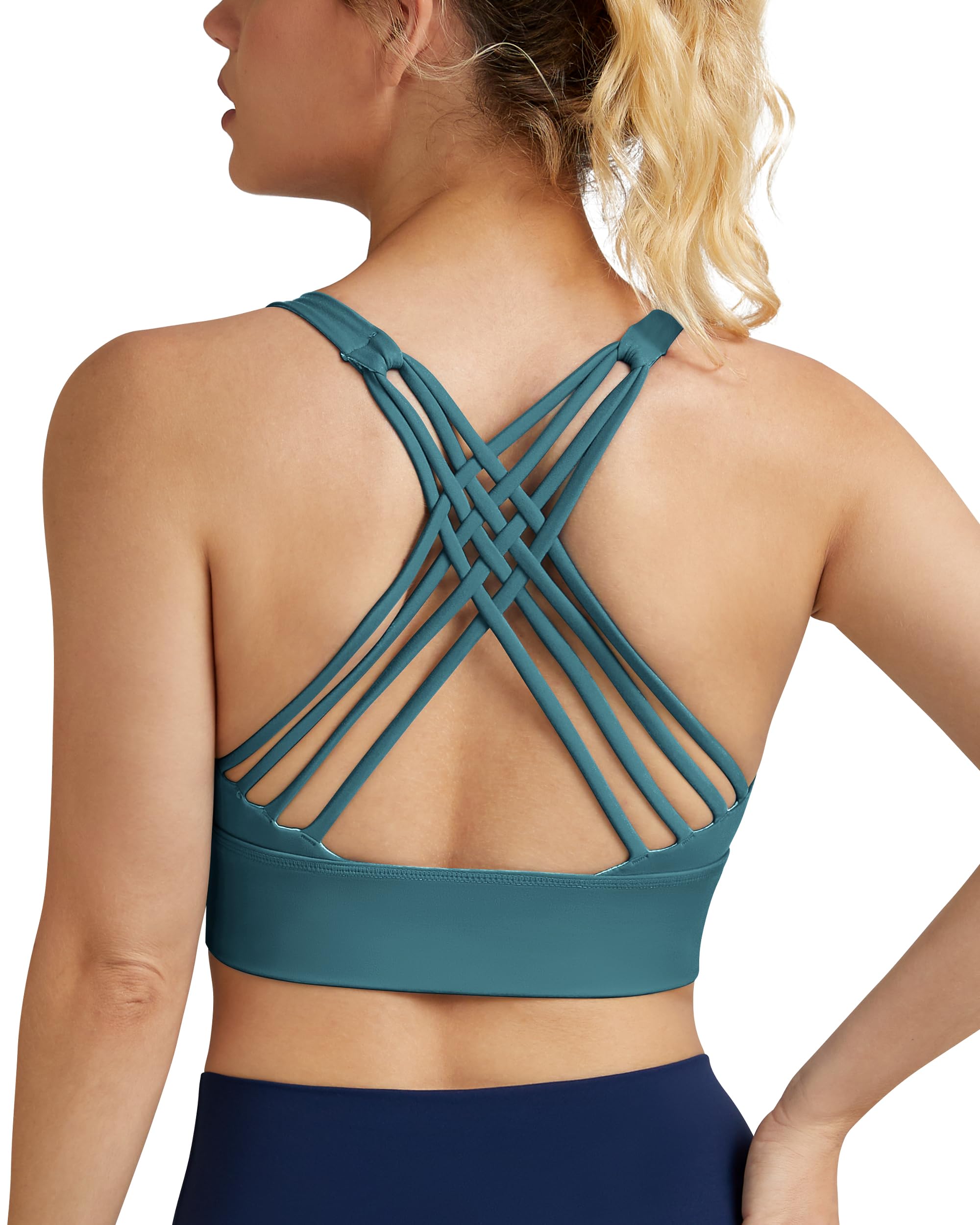 QUEENIEKE Women's Strappy Longline Sports Bra - Wirefree Criss Cross Support for Workout, Yoga & Running | Comfortable Gym & Activewear Top