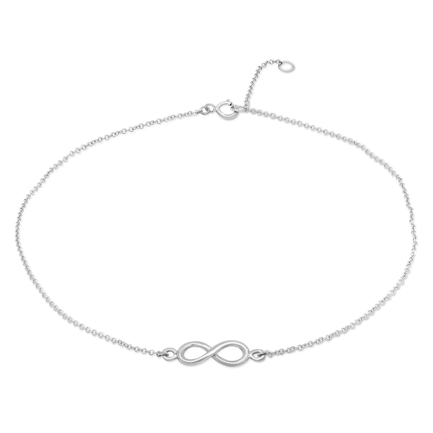JEWELEXCESS Sterling Silver Infinity Ankle Bracelet for Women - Adjustable 11 Inch 925 Silver Anklet - Elegant Jewelry Gift for Her - Perfect for Beach, Wedding & Everyday Wear
