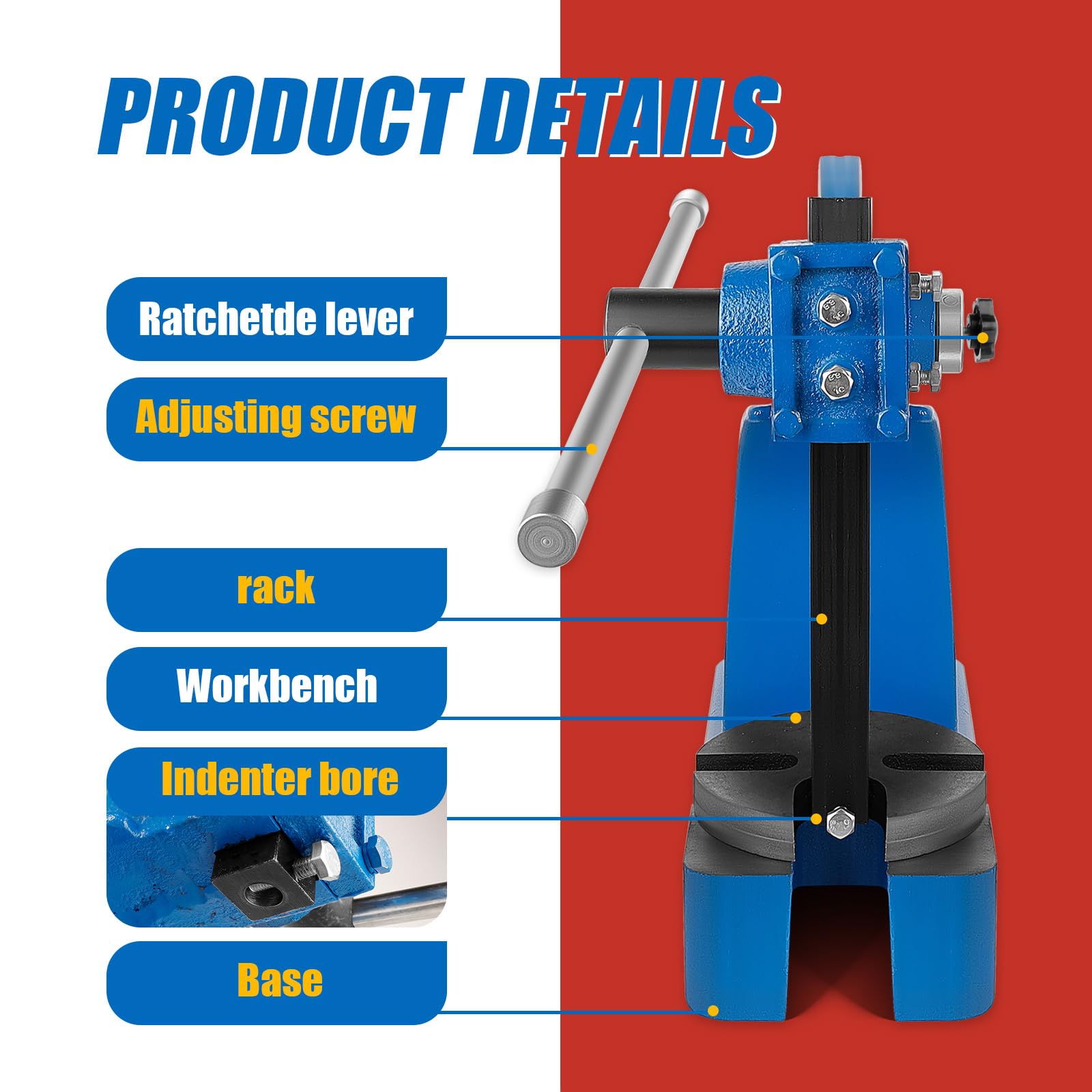 2 Ton Arbor Press - Heavy Duty Metal Desktop Manual Punch Press for Bending, Stamping & Metalworking | Perfect for Jewelry Making, Automotive Repair & DIY Projects
