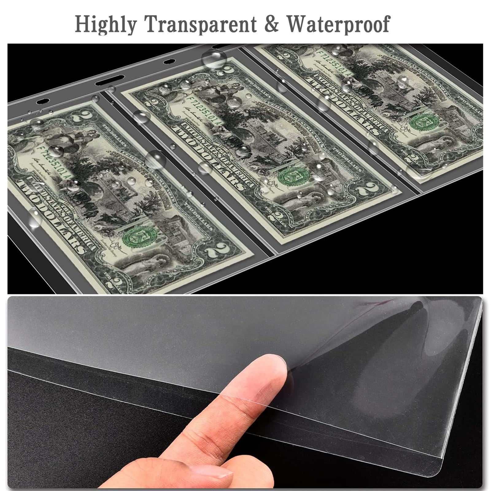 Ettonsun 10 Sheets Currency Collection Pages - Acid-Free Banknote Sleeves & Money Holder Album for Travel Souvenirs, Bills, Stamps - Perfect for Collectors, Travelers & Numismatic Storage