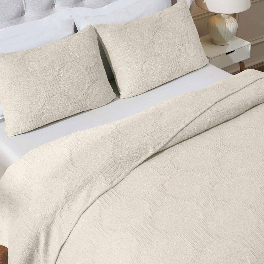 Tanta Cotton Medium Weight Crinkle Woven Coverlet - Soft & Breathable Bedspread for All Seasons | Perfect for Bedroom Decor, Guest Rooms & Cozy Home Styling