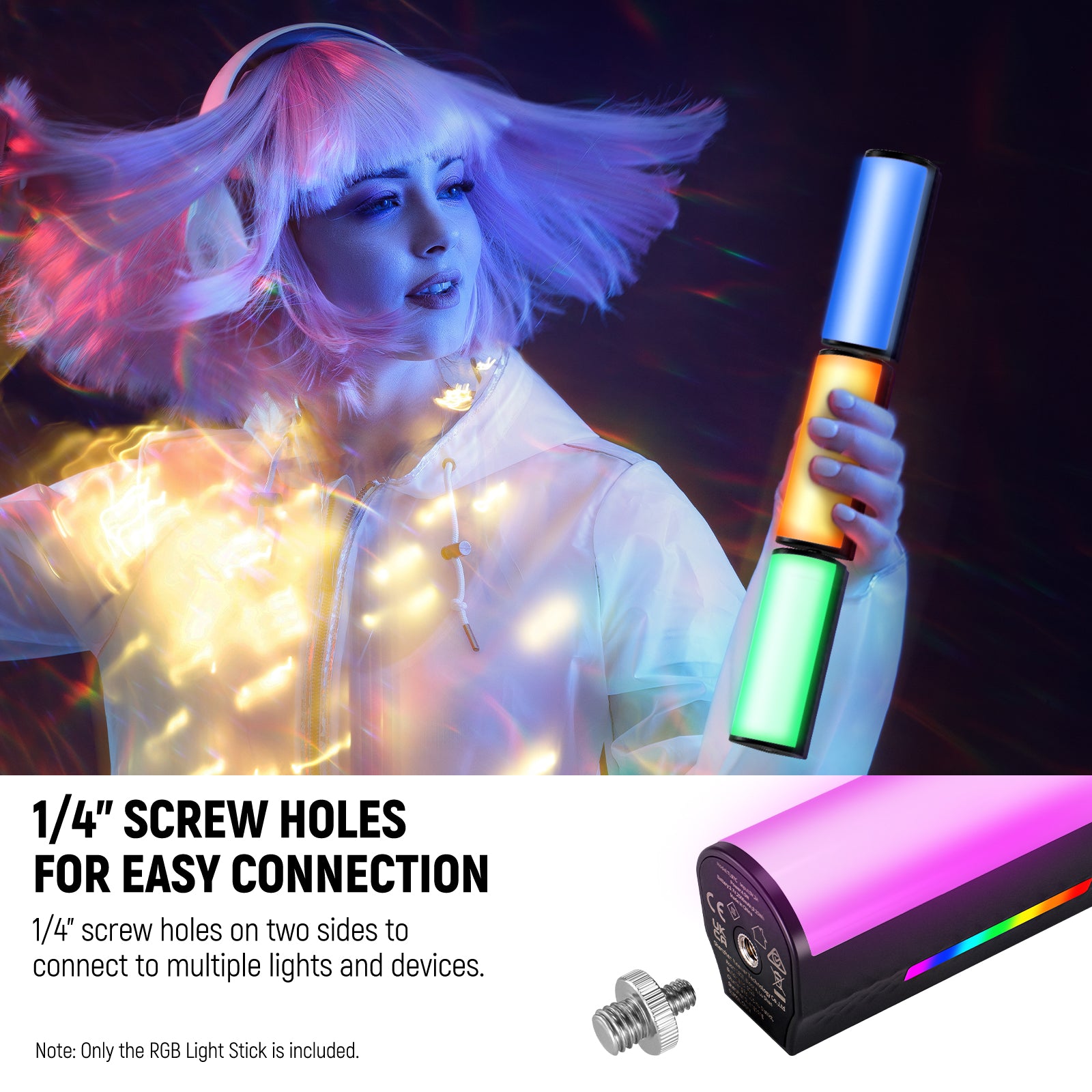 NEEWER TL97C Magnetic Handheld LED Light Wand with APP Control - Dimmable RGB Video Lighting for Photography, YouTube Videos & TikTok Content Creation