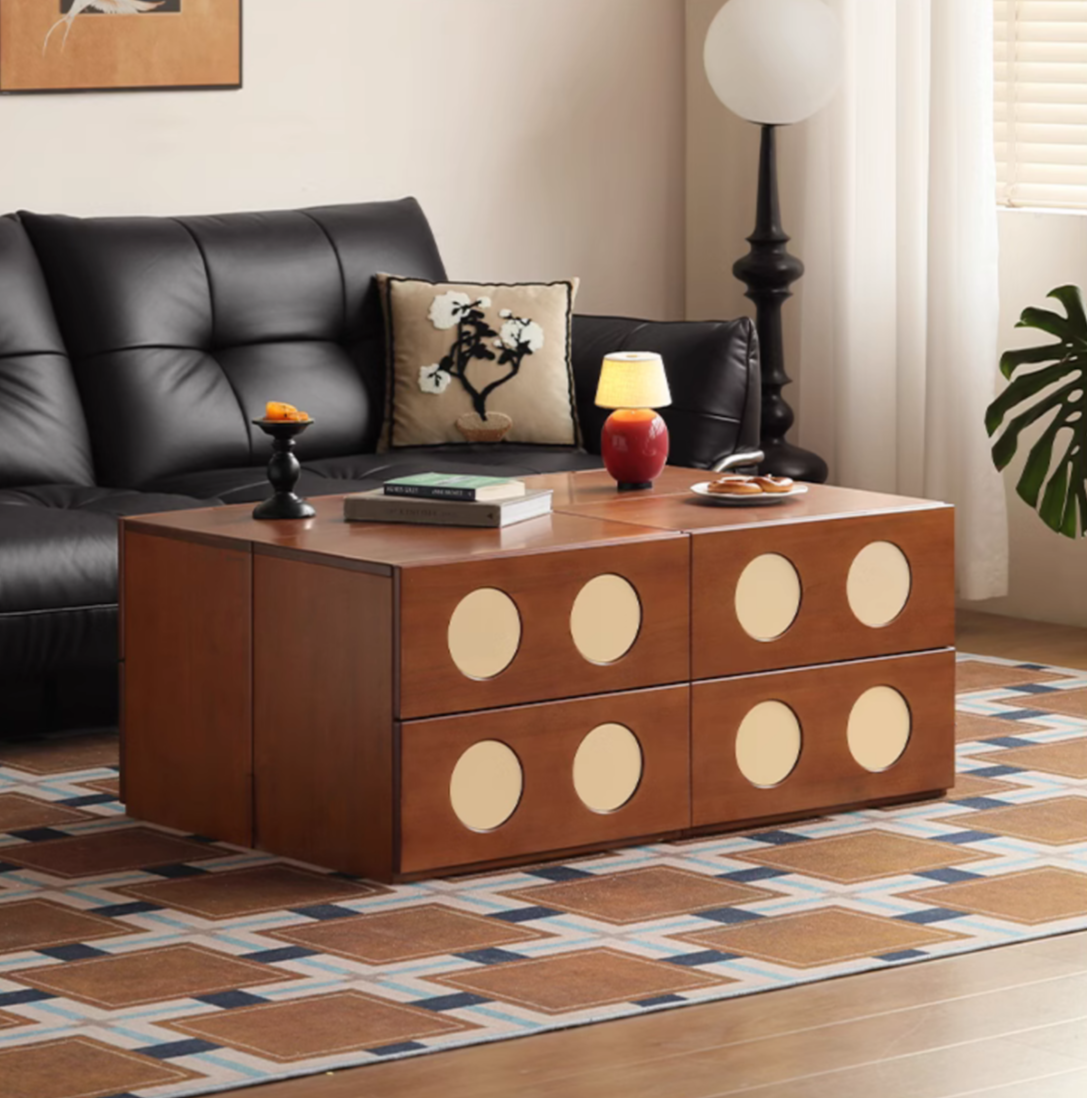 Solid Poplar Wood Modular TV Stand - Rustic Ancient Style Entertainment Center for Living Room, Home Theater & Media Storage