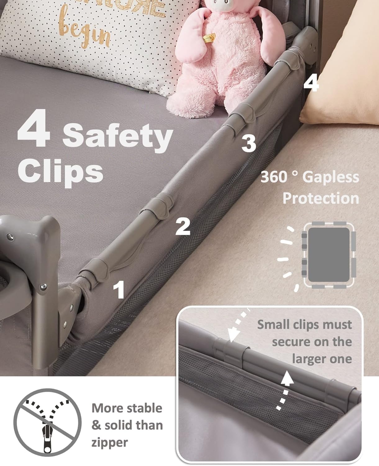 BEKA 4-in-1 Convertible Baby Bassinet & Bedside Sleeper - Multi-Functional Newborn Crib with Playard, Changing Table & Nightstand | Perfect for Nursery, Bedroom & Travel Use