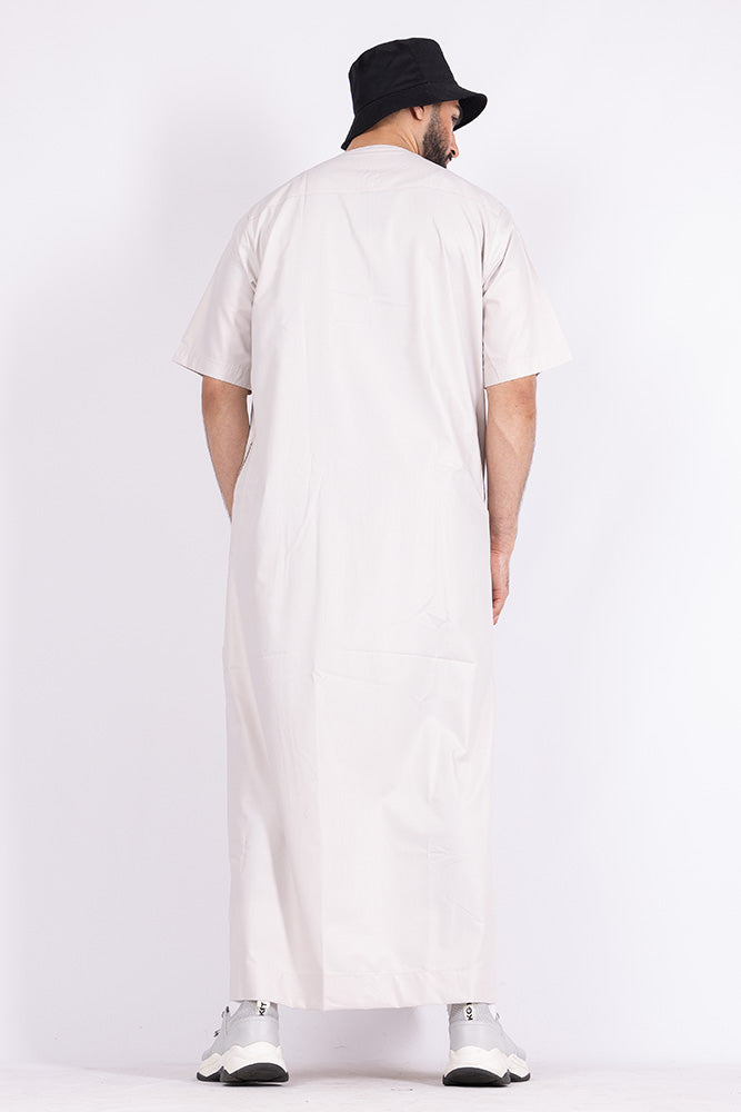 Magnolia Half Sleeve Thobe for Women - Elegant Embroidered Islamic Dress for Prayer & Special Occasions