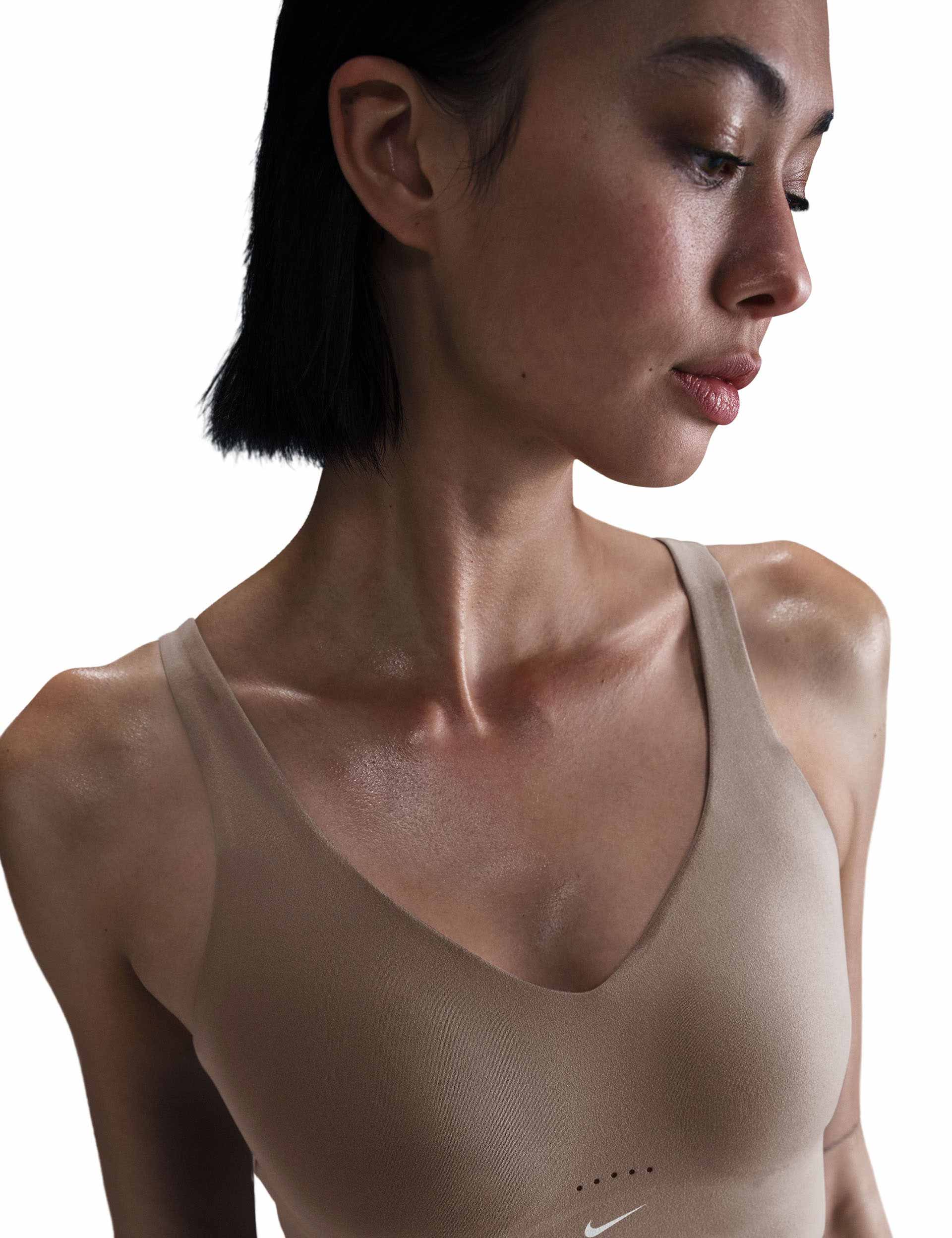 Alate Medium Support Longline Sports Bra for Women - Mink Brown & White - High Impact Workout, Running, Yoga, Gym Fitness Apparel