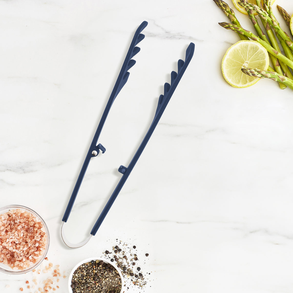 Premium Silicone Locking Pasta Tongs - Non-Slip Kitchen Utensil for Cooking, Serving & Salad Tossing | Oxford Blue | Perfect for Pasta Lovers & Home Chefs