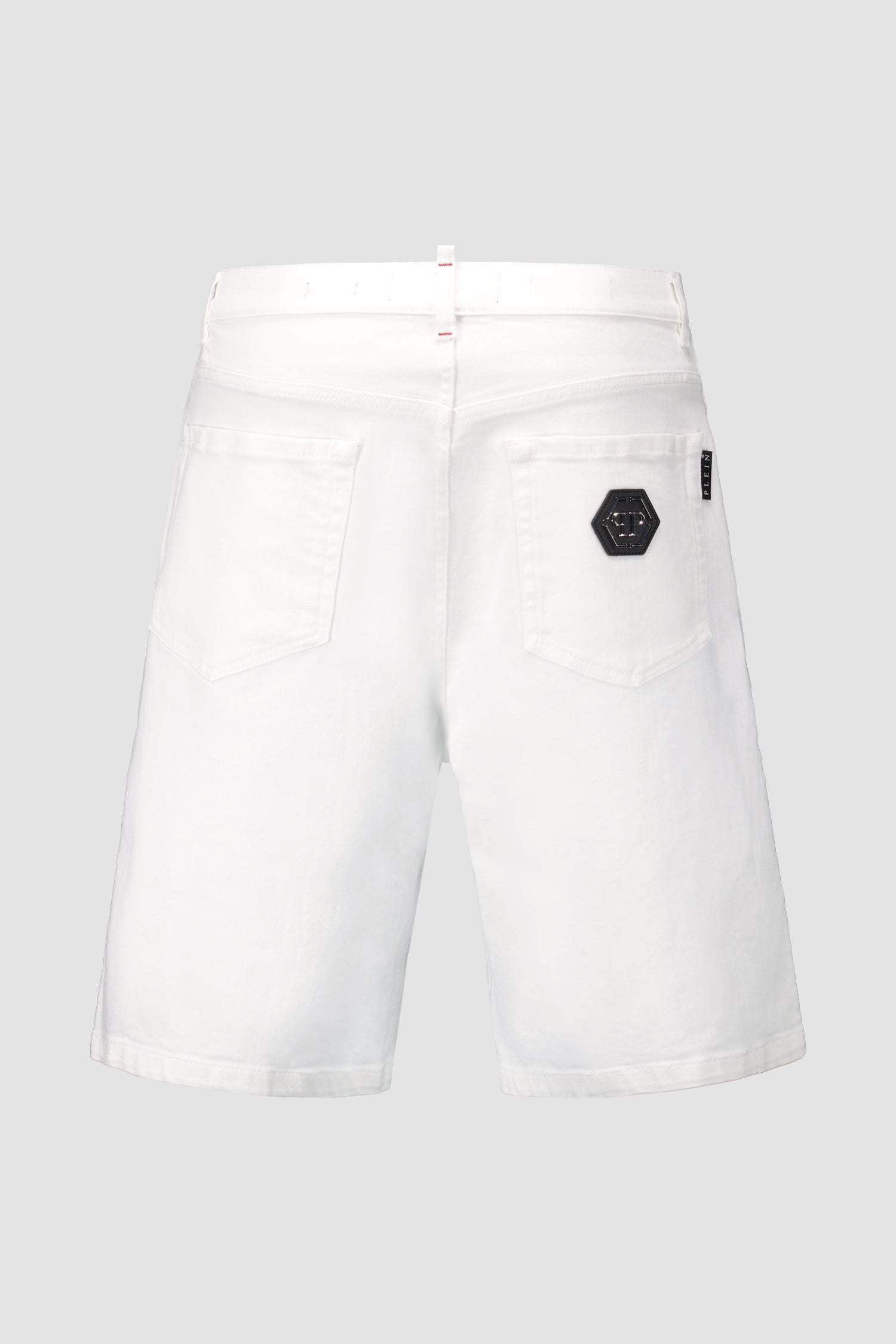 Philipp Plein White Denim Formentera Fit Shorts for Women - High Waisted Distressed Denim Shorts | Beach, Party & Summer Fashion Outfits