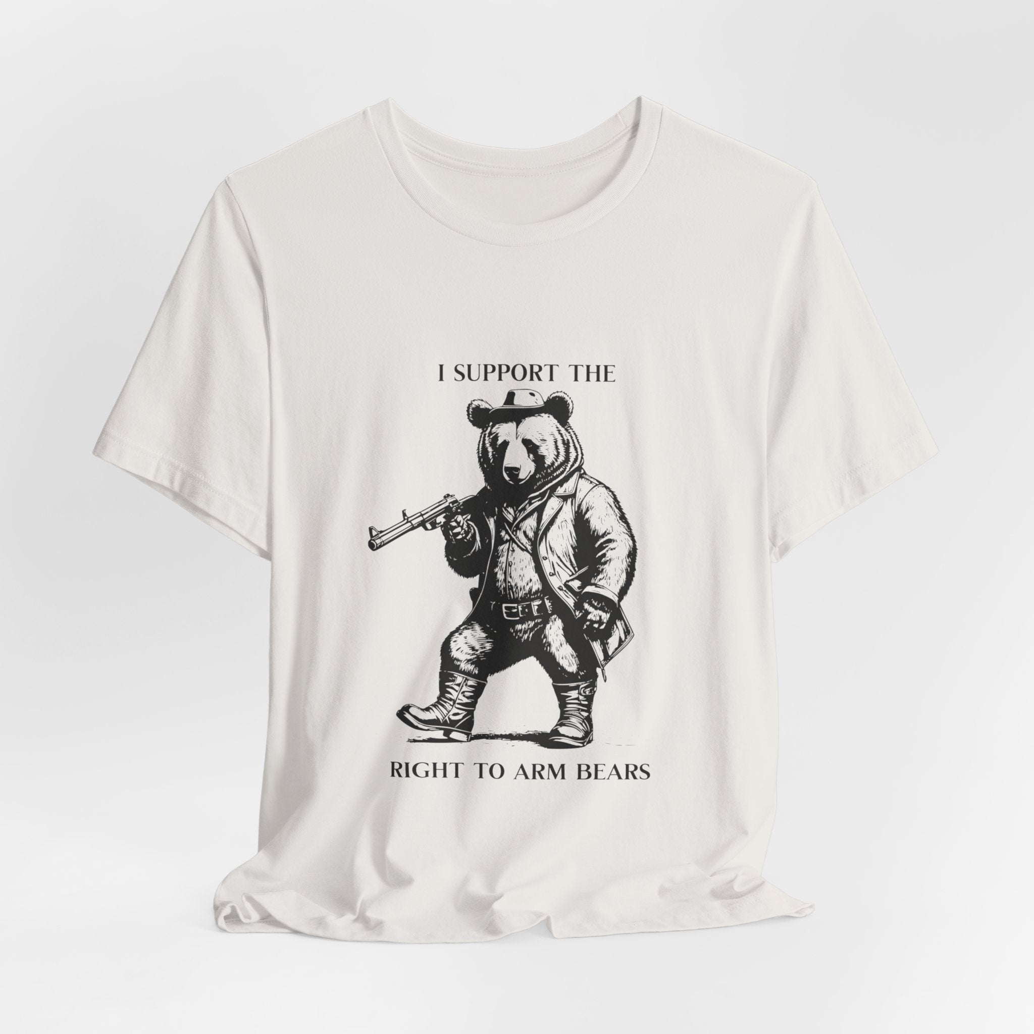 Funny 'I Support the Right to Arm Bears' Graphic T-Shirt - Western Style Cowboy Boot Bear Tee for Animal Lovers & Humor Fans - Perfect for Casual Wear, Western Parties & Gifts