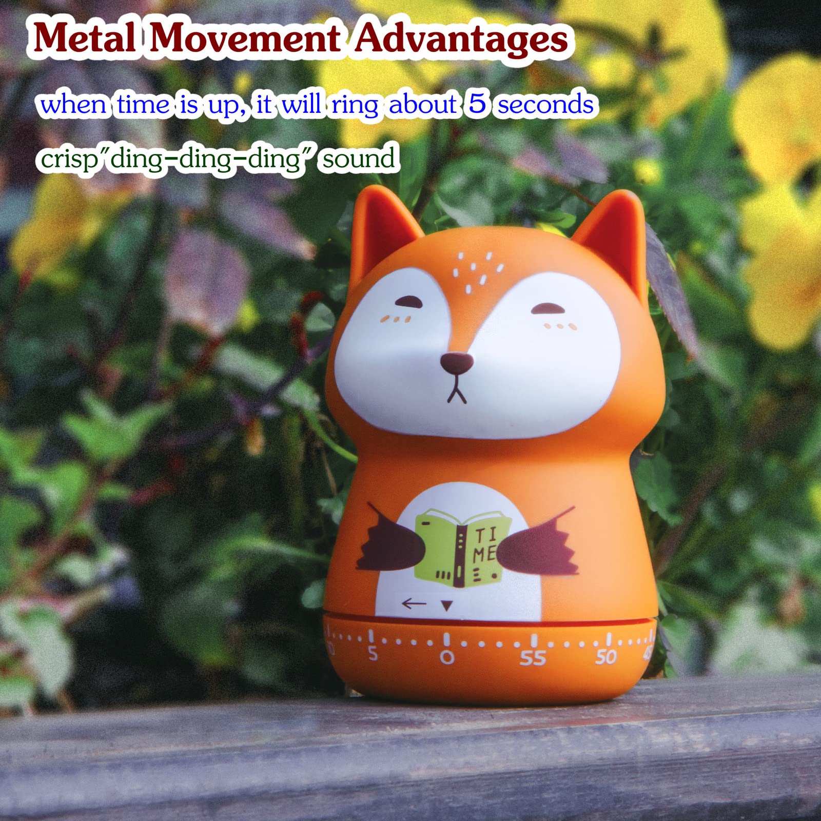 60-Minute Wind Up Mechanical Kitchen Timer - Cute Orange Fox Animal Design for Kids, Classroom, Home, Study & Cooking | Perfect for Baking, Homework Focus & Teaching Time Management