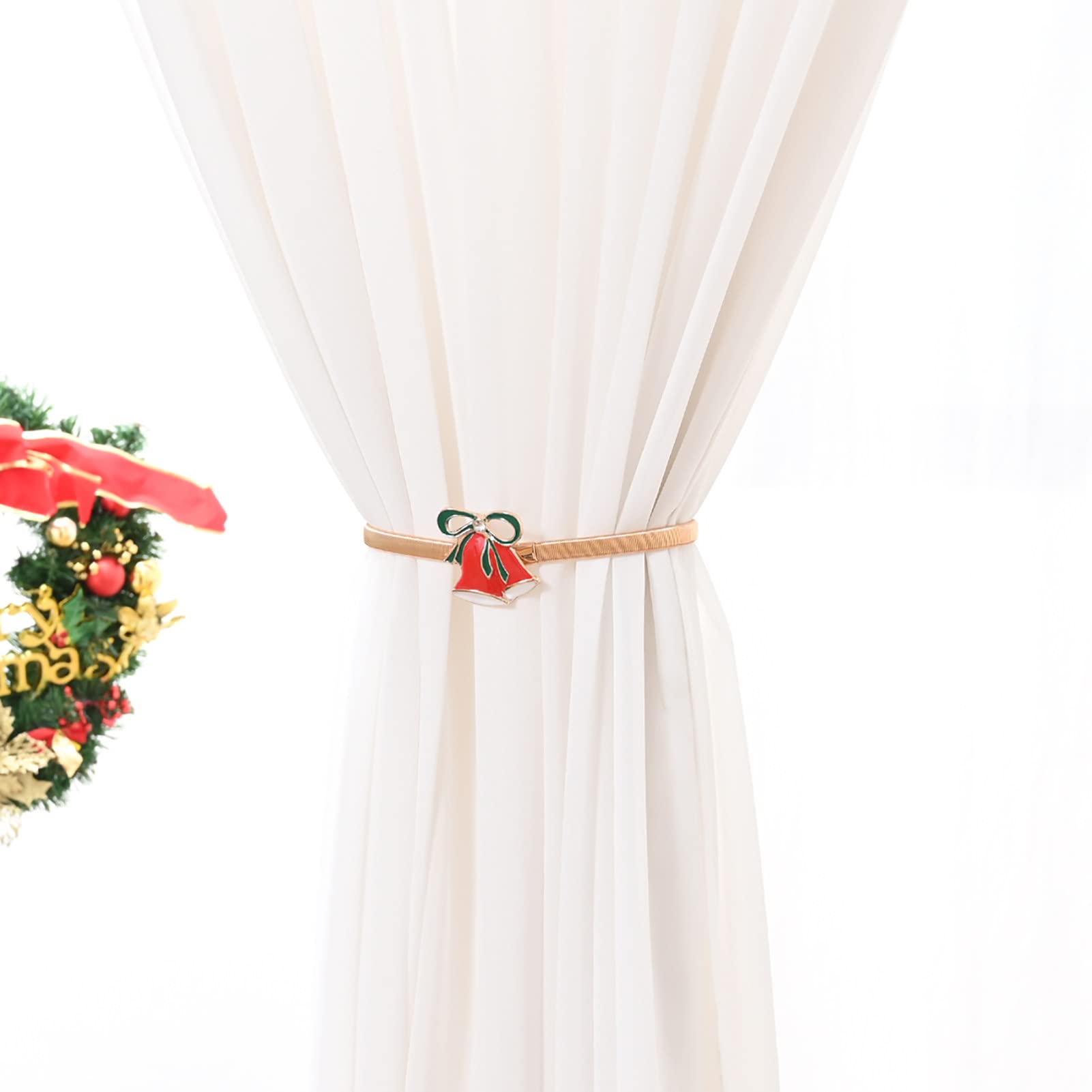 AYYUFE Stretchable Curtain Tiebacks - Adjustable Drapery Holdbacks with Alloy Hooks for Window Decor, Holiday & Christmas Home Decoration | Perfect for Living Room, Bedroom & Dorm