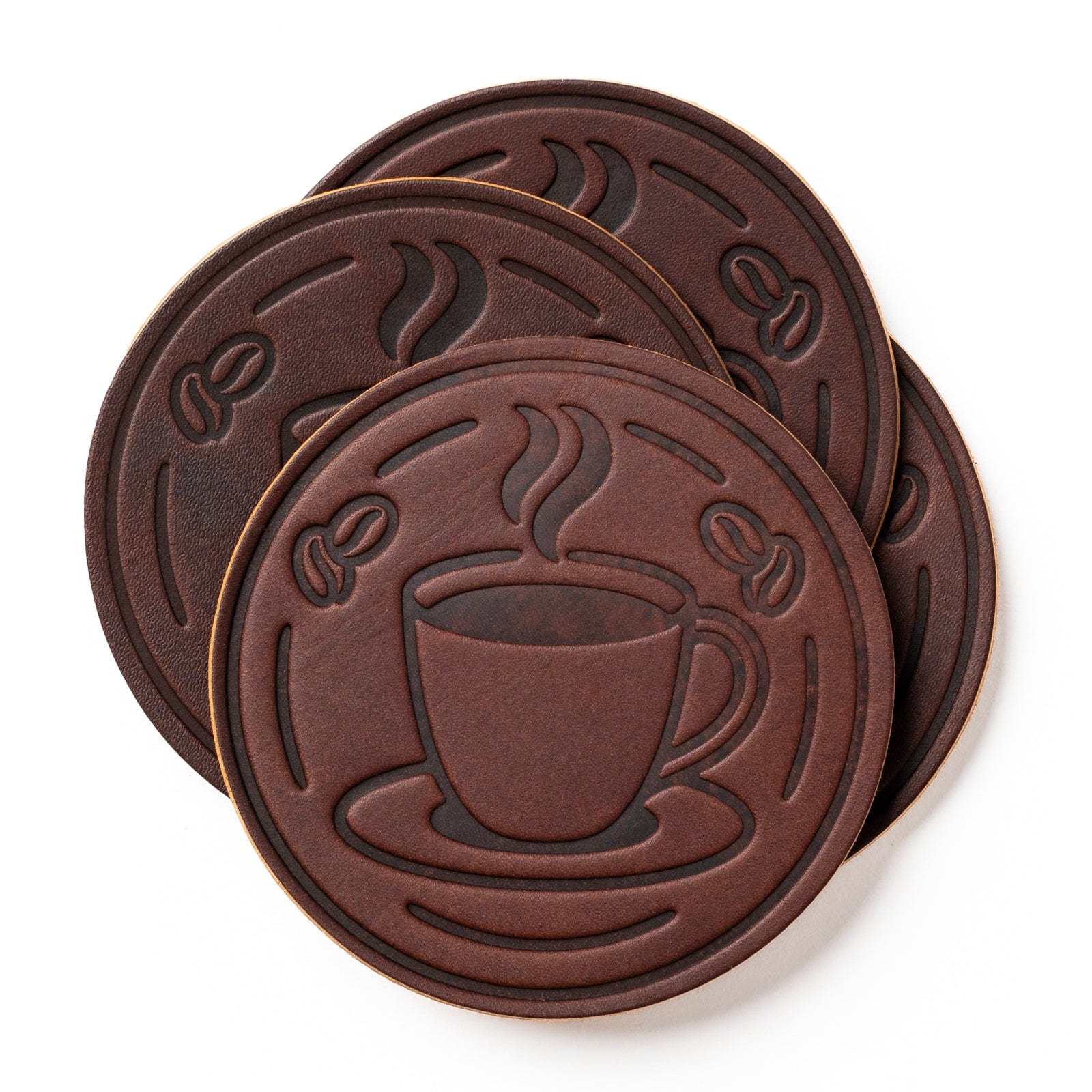 Premium Leather Coasters Set of 4 - Absorbent Drink Pads for Coffee, Tea & Wine - Elegant Home & Office Bar Accessories
