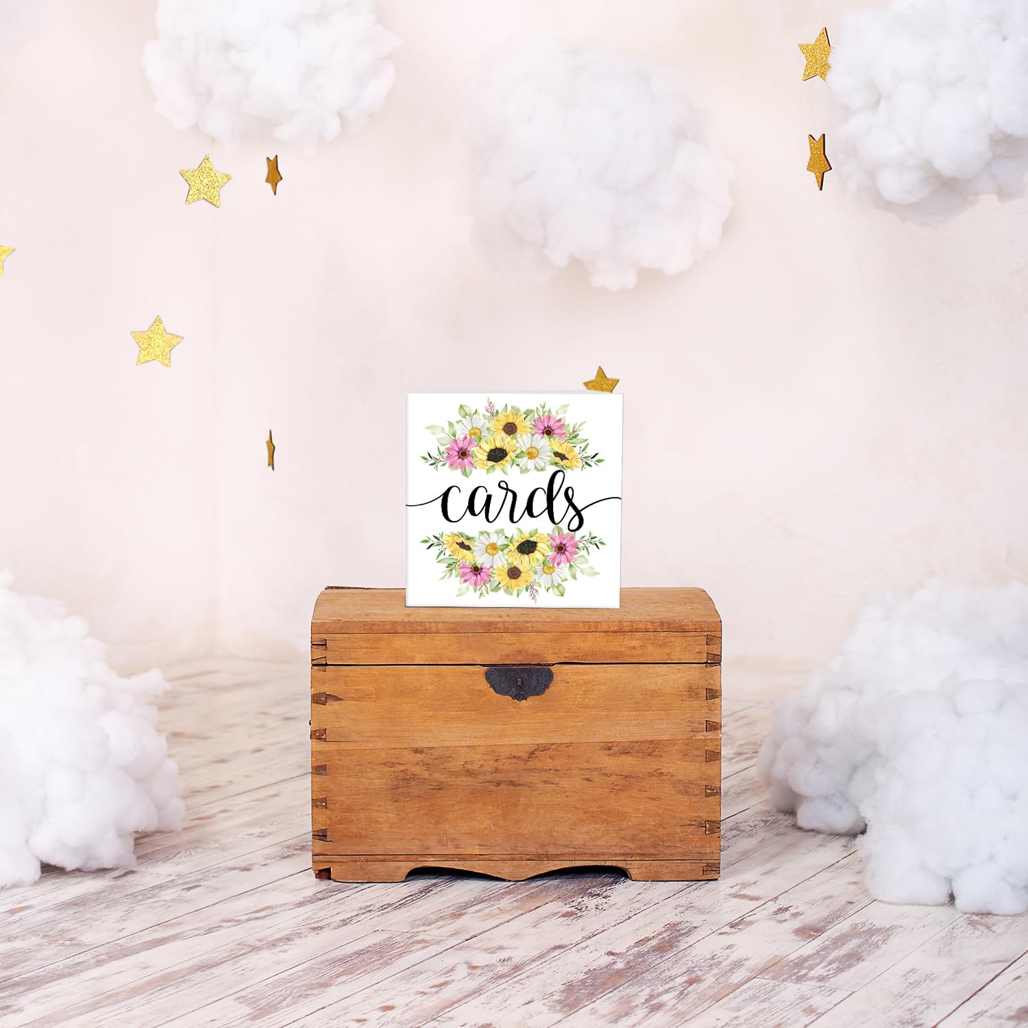 WUAWN 8x8x8 Inch Sunflower Card Box - Elegant Gift Money Holder for Weddings, Birthdays, Bridal & Baby Showers, Graduations - Perfect for Party Decorations & Cash Gifts (Set of 10)