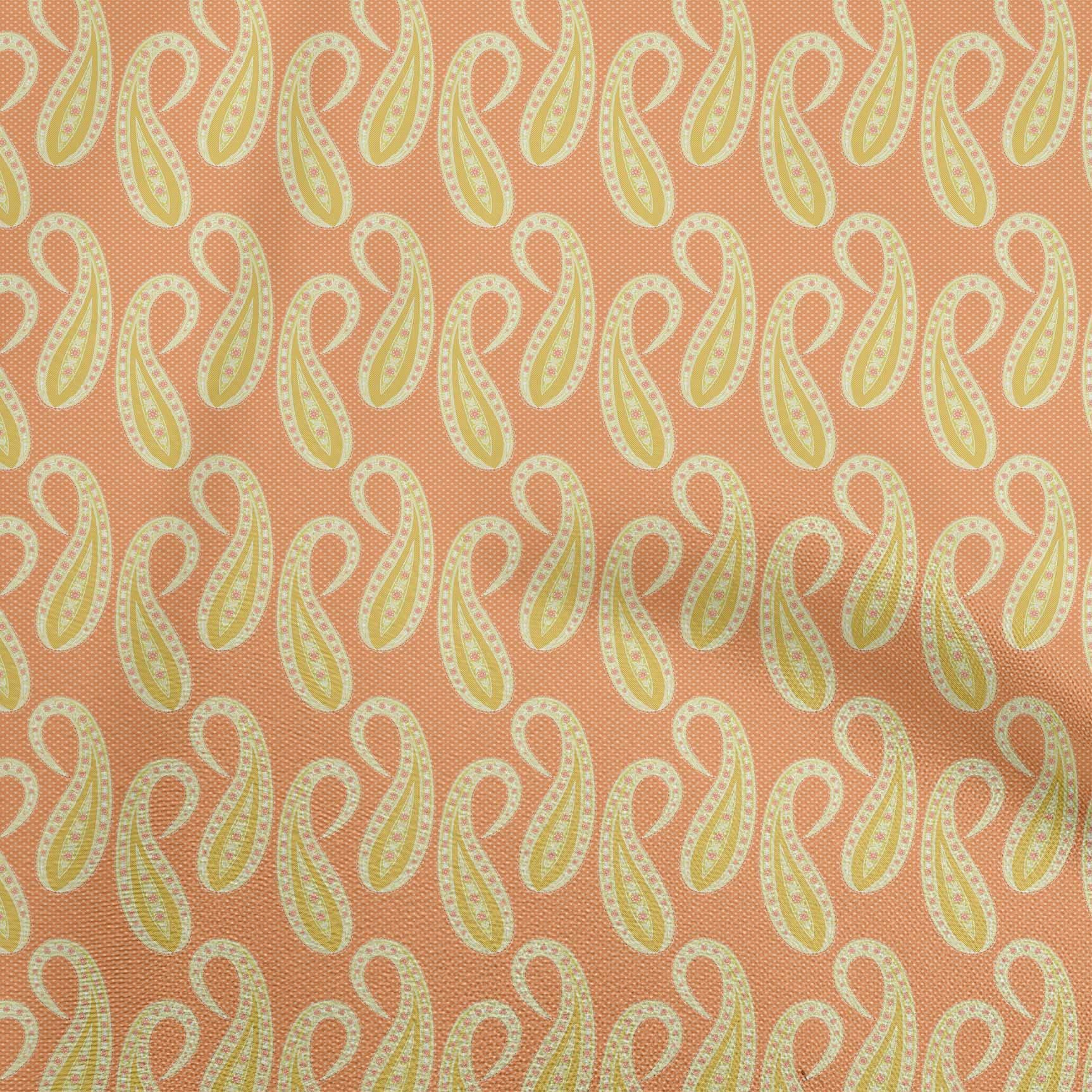 oneOone Polyester Spandex Dark Peach Fabric - 56 Inch Wide Asian Traditional Printed Craft Fabric for Sewing | Perfect for DIY Hanfu, Kimono, Qipao & Home Decor Projects
