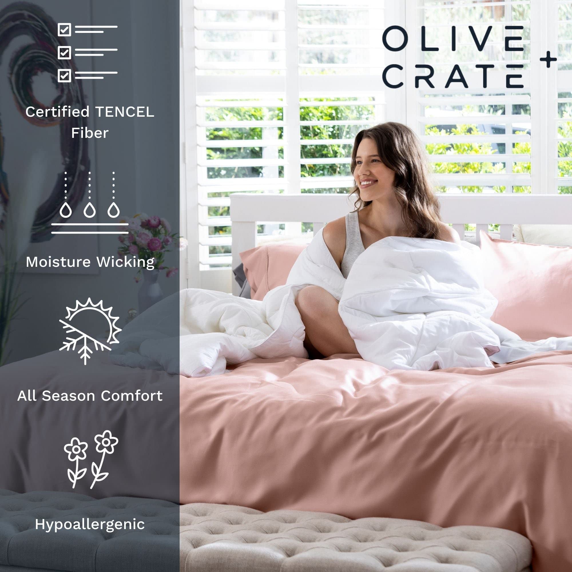 Olive + Crate Eucalyptus Sheets Set - Cooling Bed Sheets for Hot Sleepers - 100% Organic Tencel Lyocell Full Size Sheets - Hypoallergenic & Moisture-Wicking - Deep Pocket 54