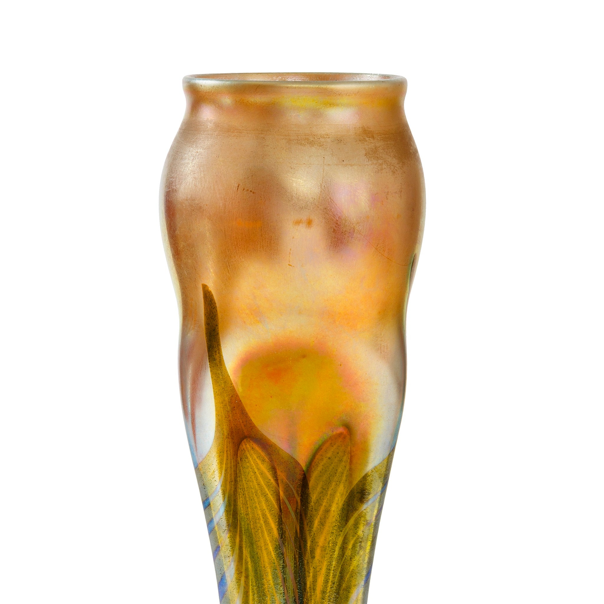 Tiffany Studios New York Pulled Feather Vase - Handcrafted Art Glass Vase for Home Decor, Wedding Centerpiece & Luxury Gift