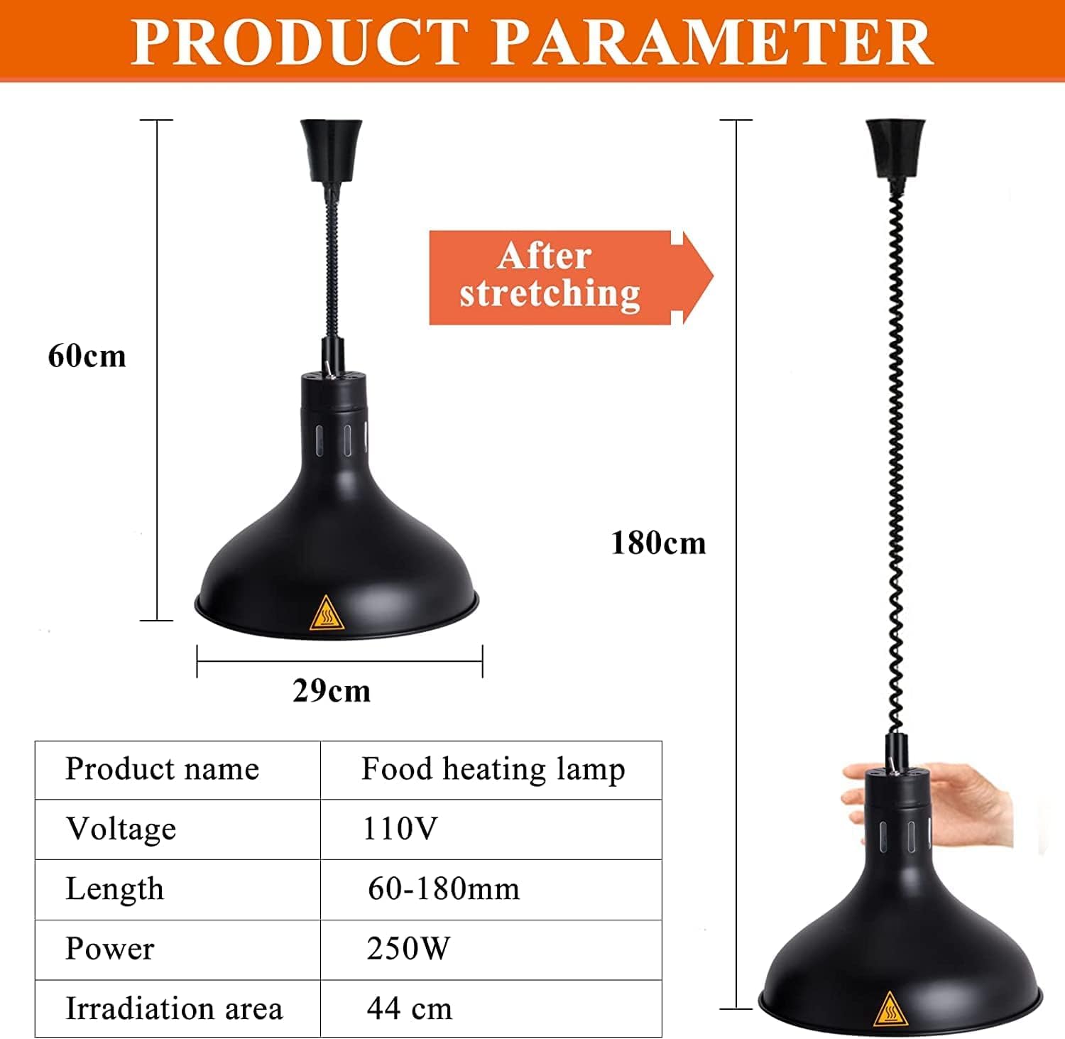 Commercial Food Heat Lamp - Adjustable Hanging Buffet Warmer for Restaurants, Catering & Events - Gold Finish Food Preservation Chandelier - Perfect for Buffets, BBQ Parties & Food Display Stations