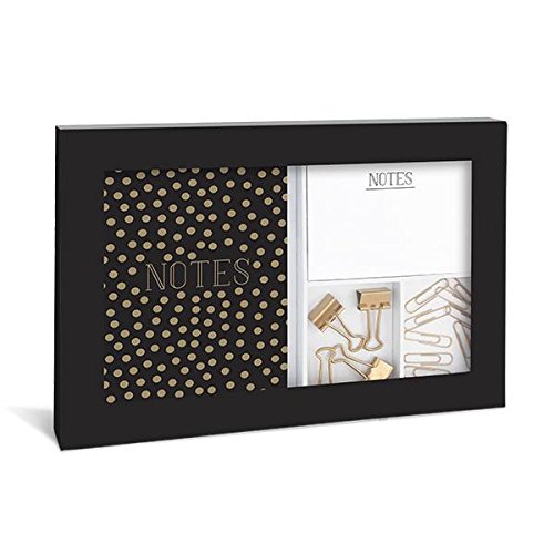 Graphique Gold Dots Desk Stationery Set - 12-Piece Office Organizer with Pen Holder, Notepad & Sticky Notes | Perfect for Home Office, School & Work Desk Organization