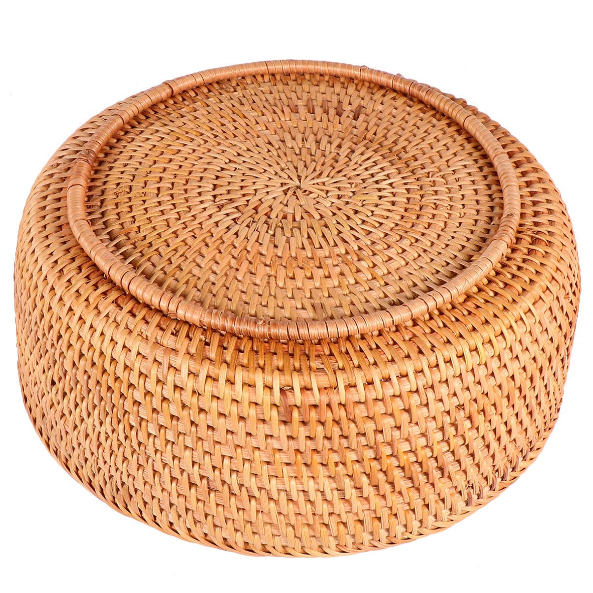 Natural Rattan Woven Round Tray Basket - Rustic Wooden Fruit & Vegetable Holder - Eco-Friendly Willow Proofing Basket for Kitchen, Dining Table, Picnic, and Home Decor