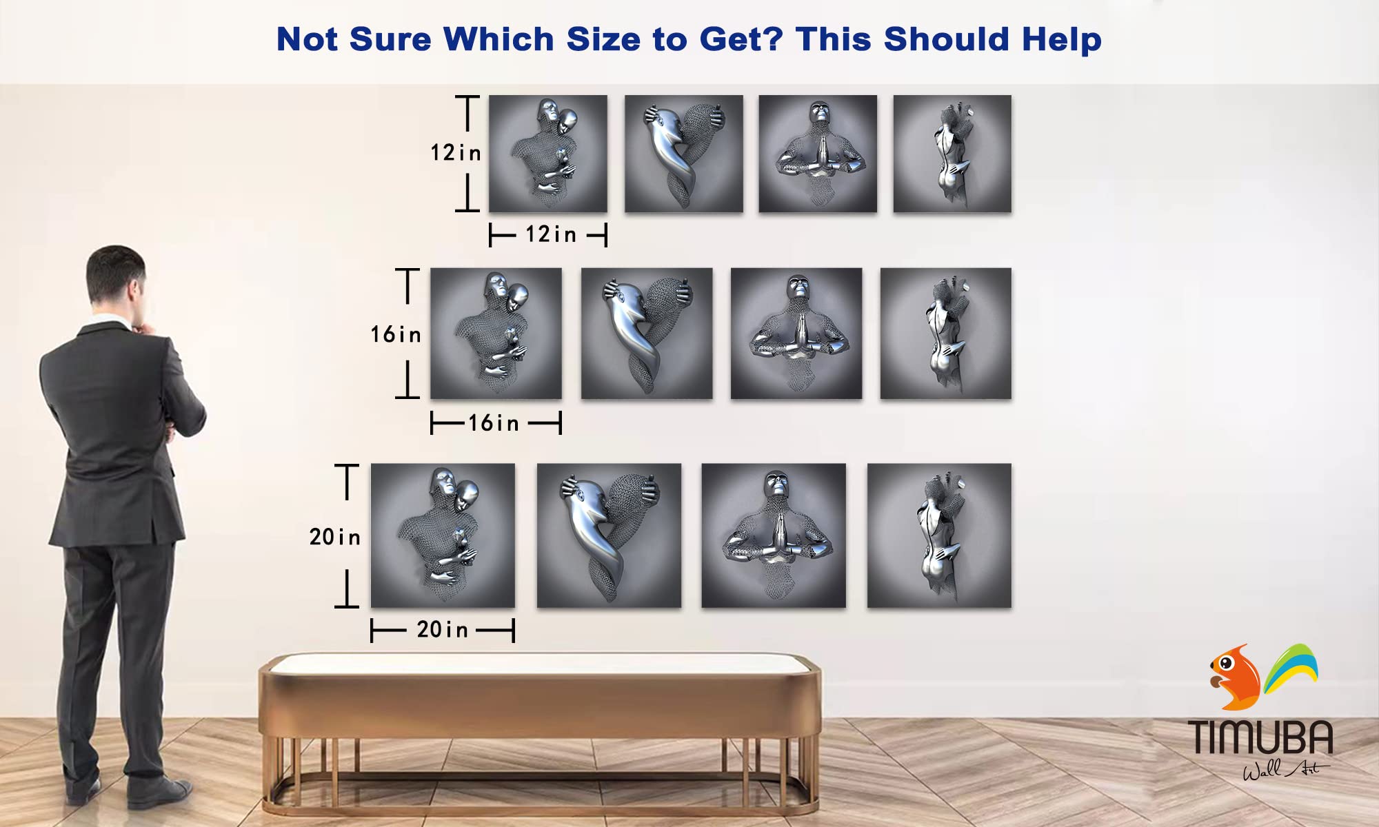 4 Piece Set 3D Canvas Wall Art - Love Heart Gray Modern Framed Painting, Hugging Couple & Kissing Design for Bedroom Decor, Home Gifts (20