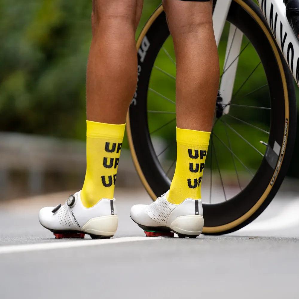 High-Performance Yellow Cycling Socks for Men & Women - Breathable Moisture-Wicking Sports Socks for Road Biking, Mountain Biking & Indoor Cycling Workouts