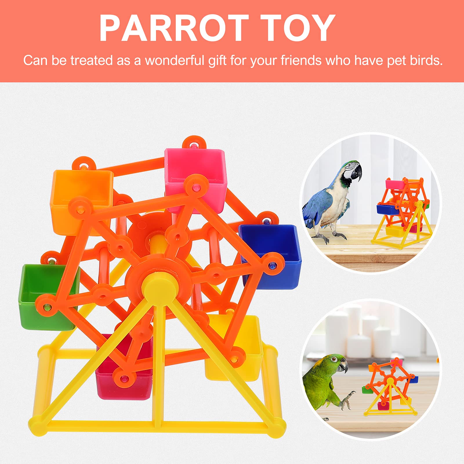 Baluue Parrot Foraging Toy - Windmill Chew Training Prop with Food Feeder, Bird Cage Decoration for Parakeets Cockatiels Conures | Interactive Plaything for Mental Stimulation & Beak Exercise