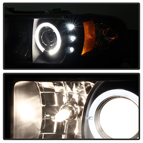 XTUNE LED Halo Headlights for Dodge Ram 1500 (1994-2001) - Black/Smoked Lens - Durable Aftermarket Replacement with Bright Halo Rings - Perfect for Night Driving & Off-Road Adventures