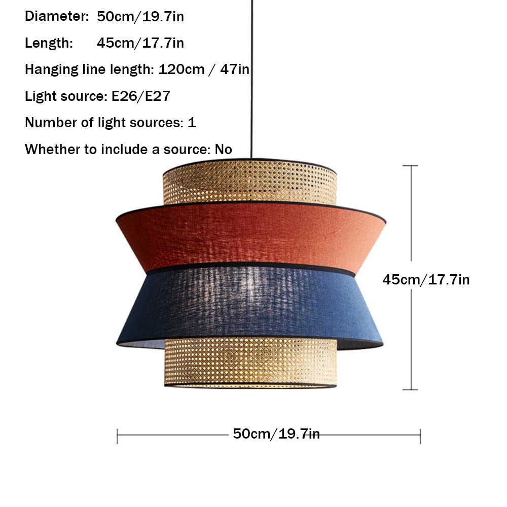 Japanese Bamboo Pendant Light - Handmade Hollow Retro Chandelier for Restaurant, Farmhouse & Home Decor - Unique Artistic Hanging Lamp Fixture for Dining Room, Patio and Outdoor Spaces