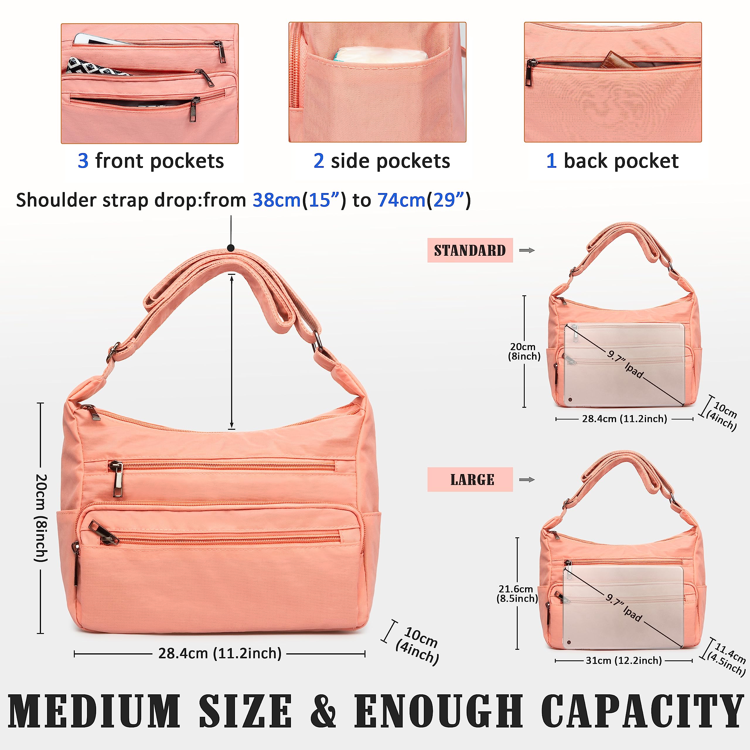 VOLGANIK RFID Blocking Crossbody Bag for Women - Anti-Theft Travel Purse with Multiple Pockets, Lightweight Nylon Fabric (Perfect for Daily Commute, Shopping & International Travel)