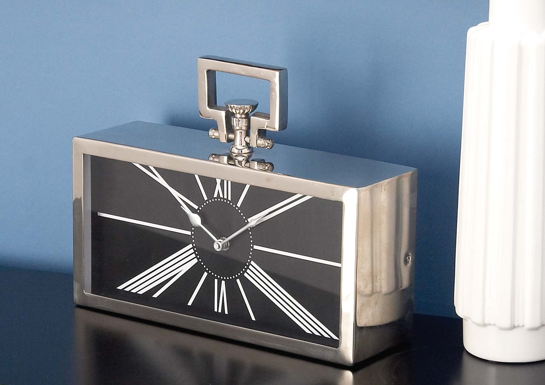 Deco 79 Modern Metal Table Clock - 12 x 9 Inches - Elegant Home & Office Desk Decor - Perfect for Living Room, Bedroom, or Workspace