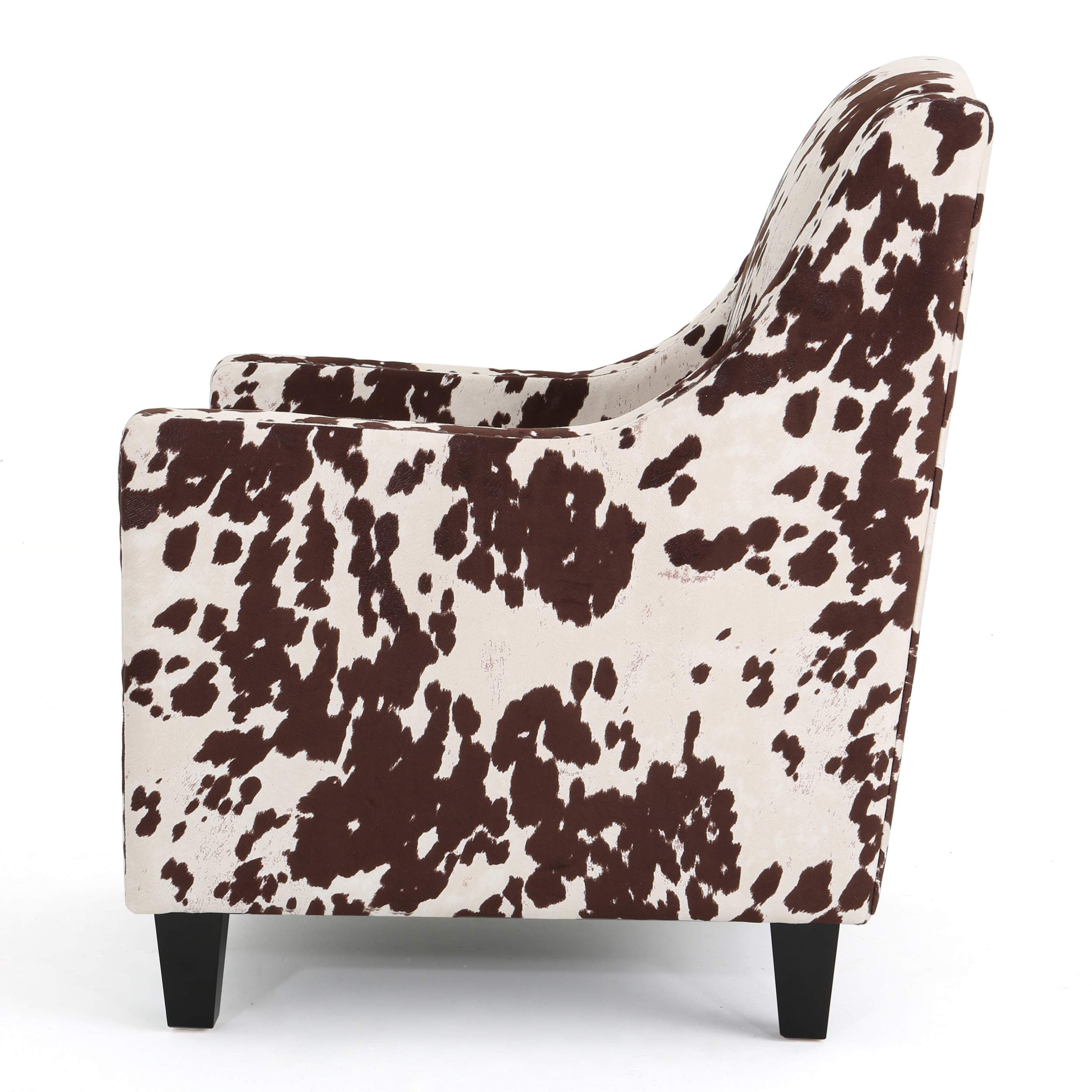 Christopher Knight Home Elysabeth Studded Velvet Club Chair - Luxurious Cow Print & Dark Brown Accent Chair, 32.75