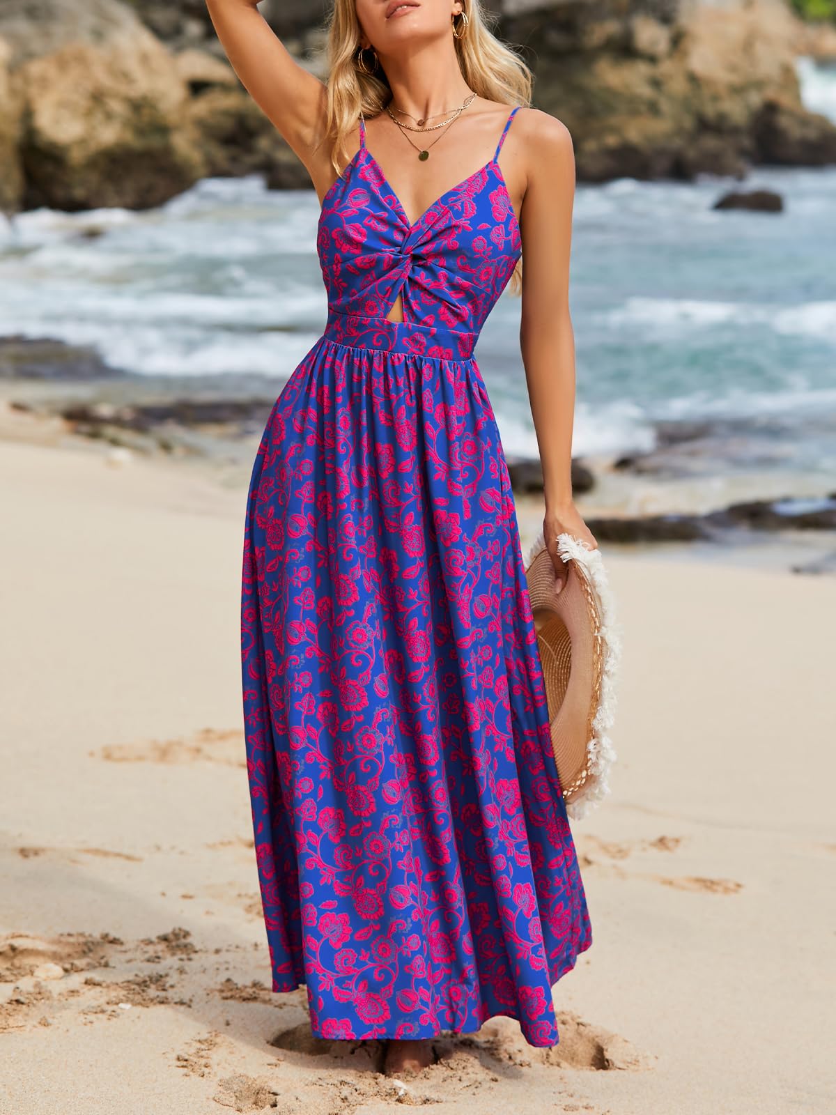 CUPSHE Women's Floral Print Maxi Dress - V Neck Sleeveless Long Summer Dress for Beach, Vacation & Casual Wear | Lightweight Comfortable Boho Style