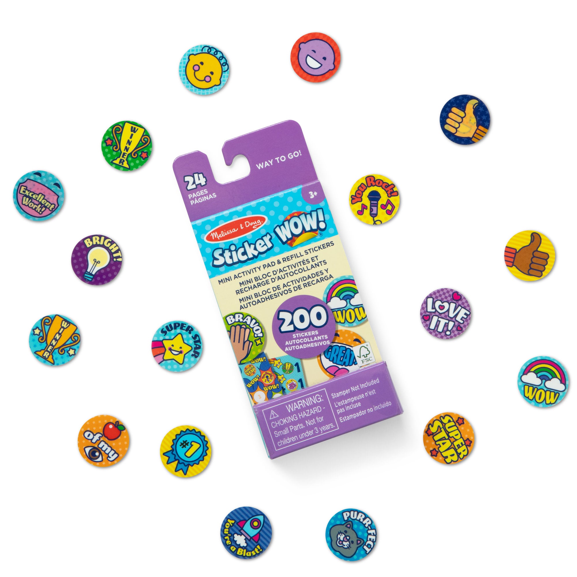 WOW!® Mini Activity Pad with 200+ Refill Stickers - Creative Fun for Kids | Perfect for Travel, Birthday Parties & Classroom Activities