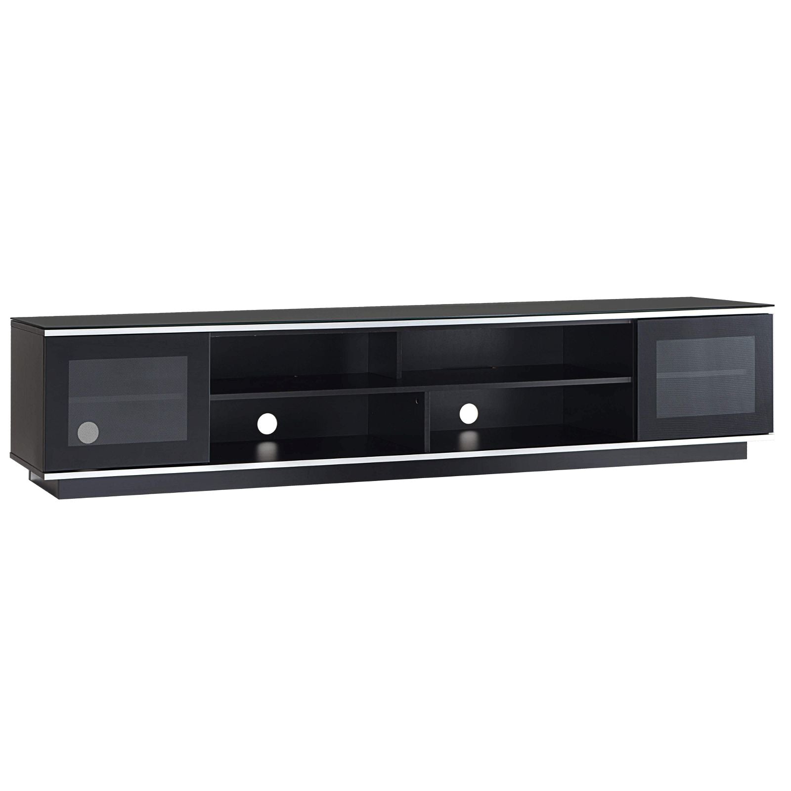 Tauris Diablo 210cm Black TV Stand with Tempered Glass - Modern Entertainment Center for Living Room, Home Theater & Gaming Setup